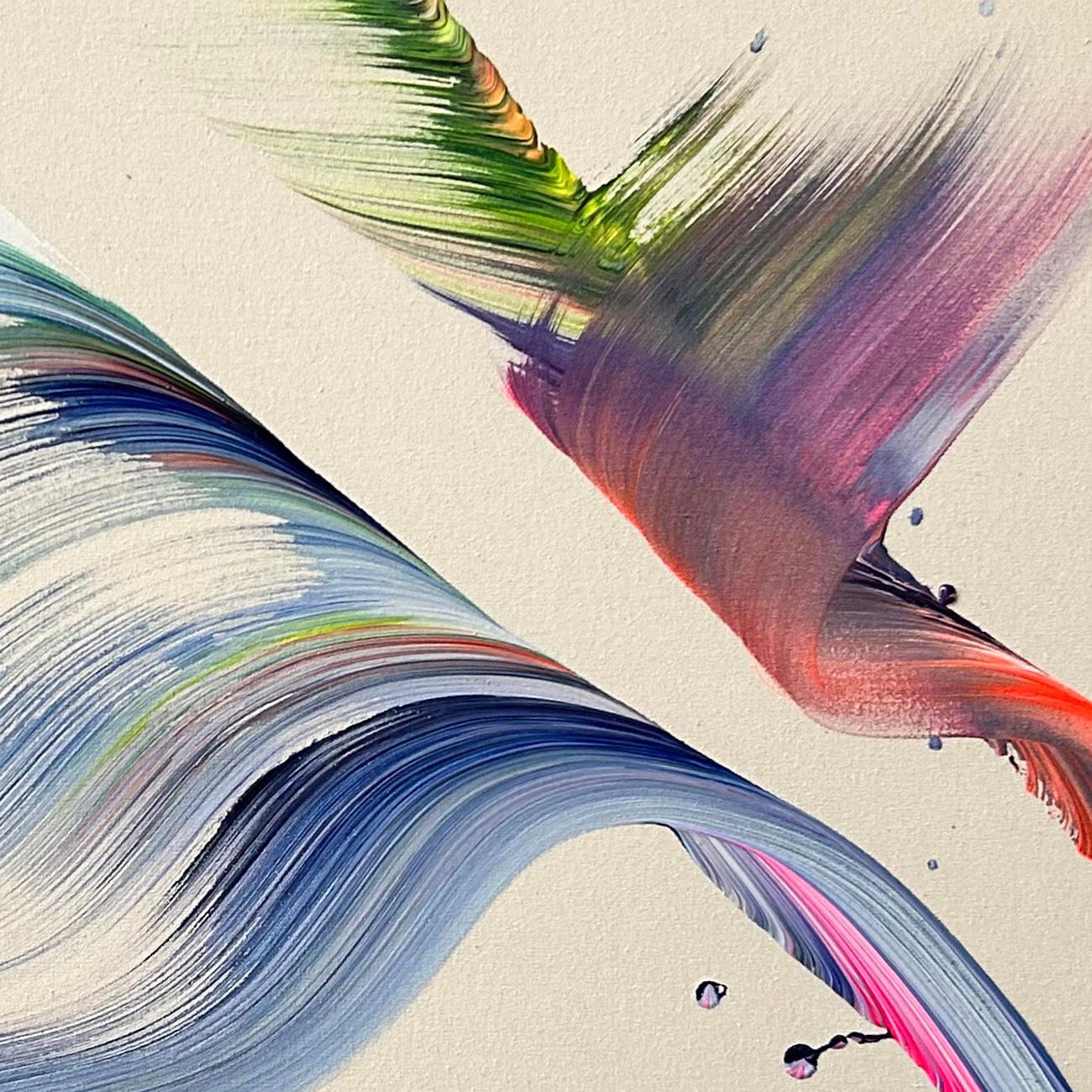Volare via (pittura astratta) - Abstract Painting Beige di Nikolaos Schizas