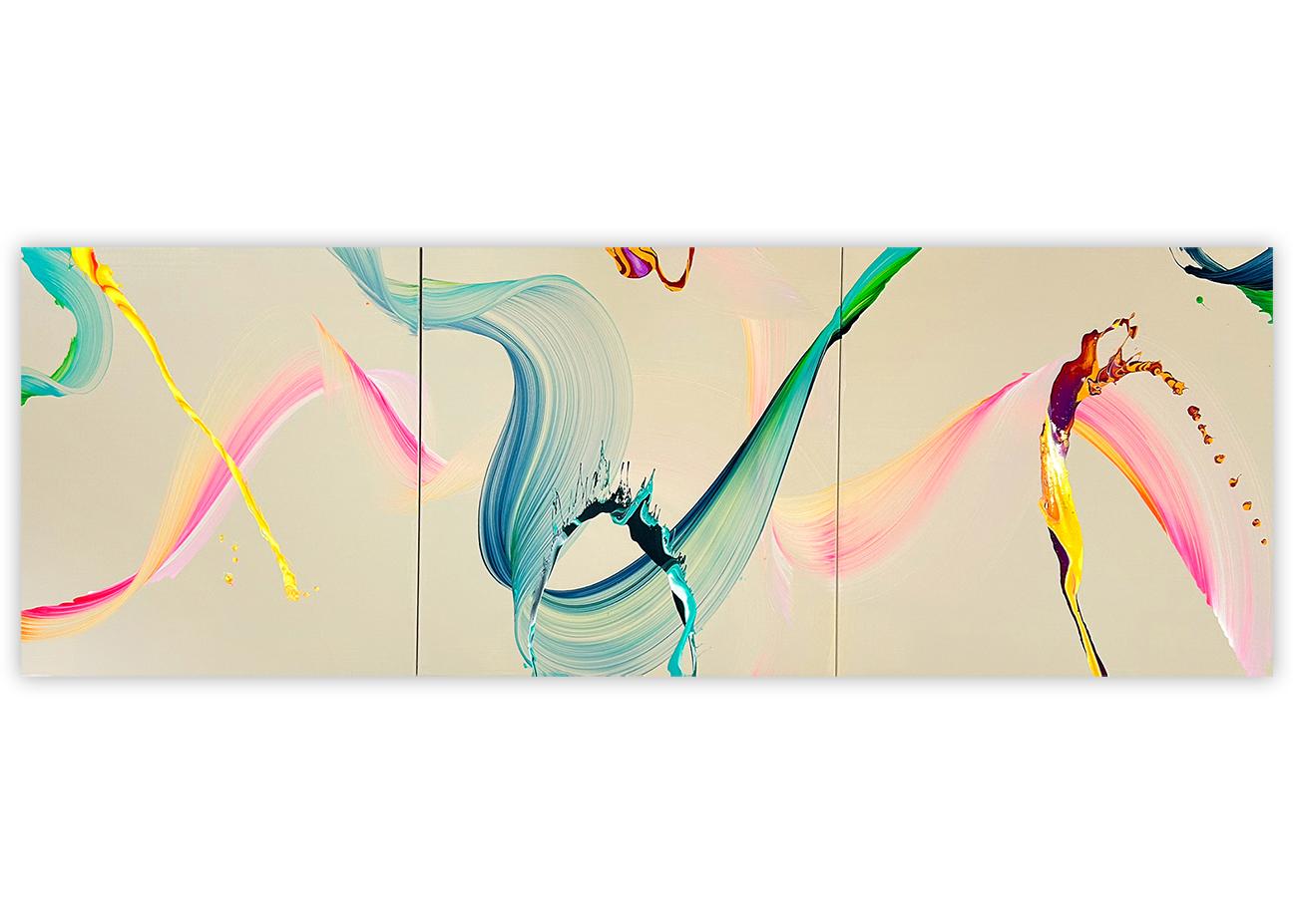 Nikolaos Schizas Abstract Painting - For Ever, Together (Triptych) (Abstract painting)
