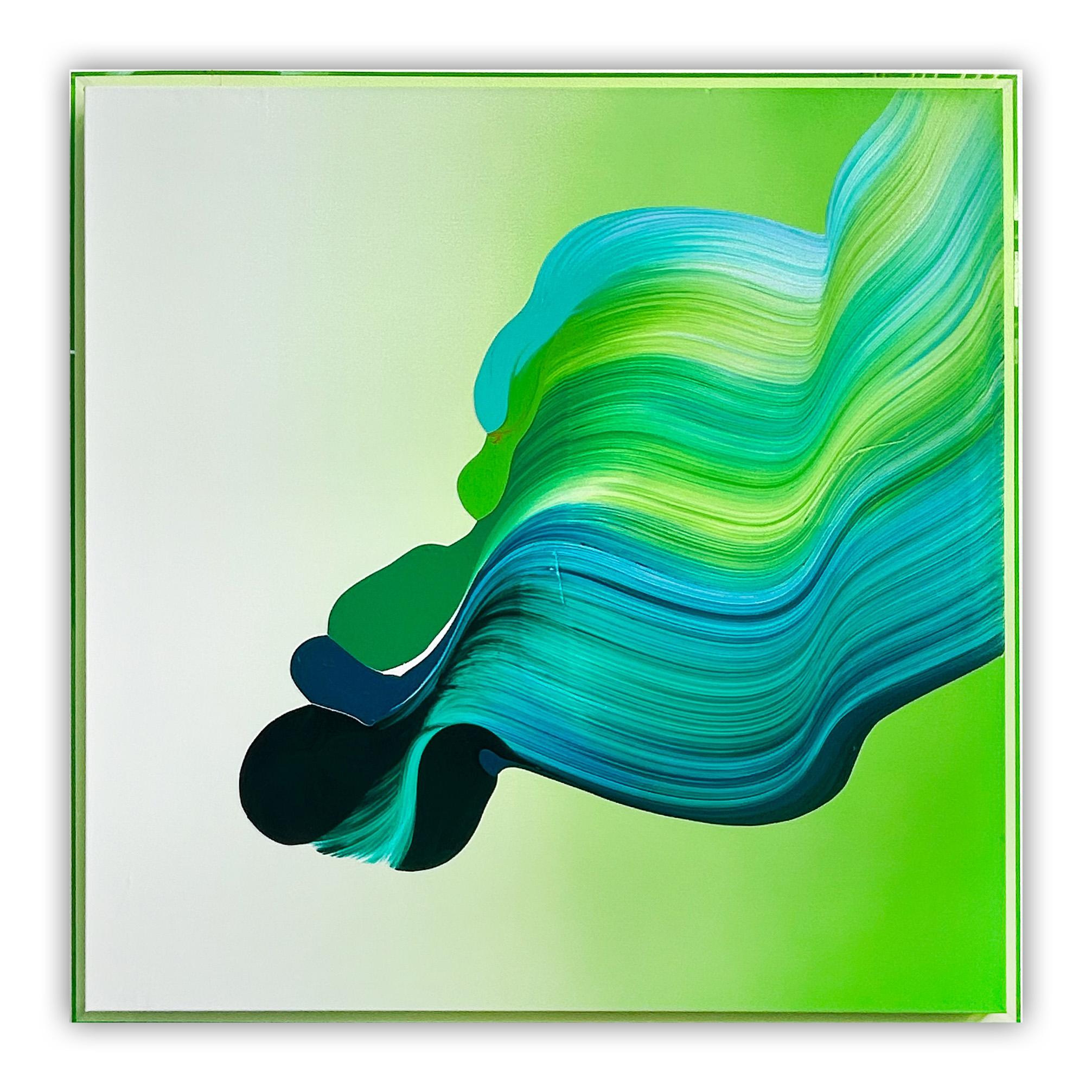 Size without the frame: 90 x 90 cm (35,43 x 35,43 in)
Size including the frame: 92 x 92 cm (36,22 x 36,22 in)

Barcelona based painter Nikolaos Schizas creates dynamic abstract paintings that radiate with vibrant splashes of color, and communicate a