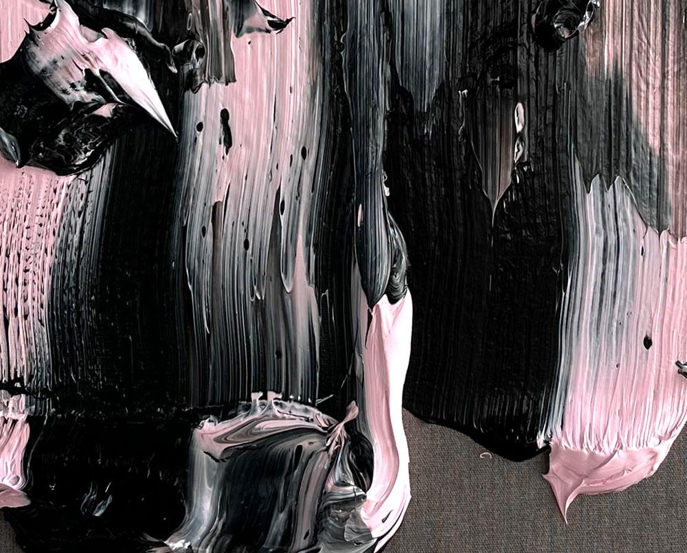 Love Pink (peinture abstraite) - Abstrait Painting par Nikolaos Schizas