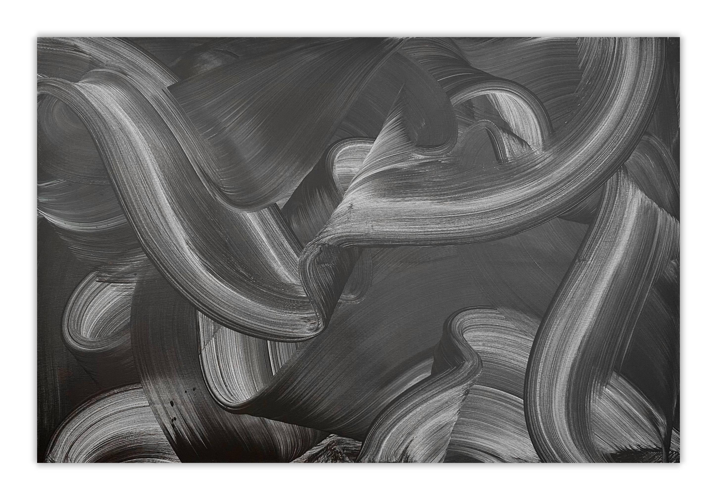 Monochrome flowing rhythm (Abstract Painting)
