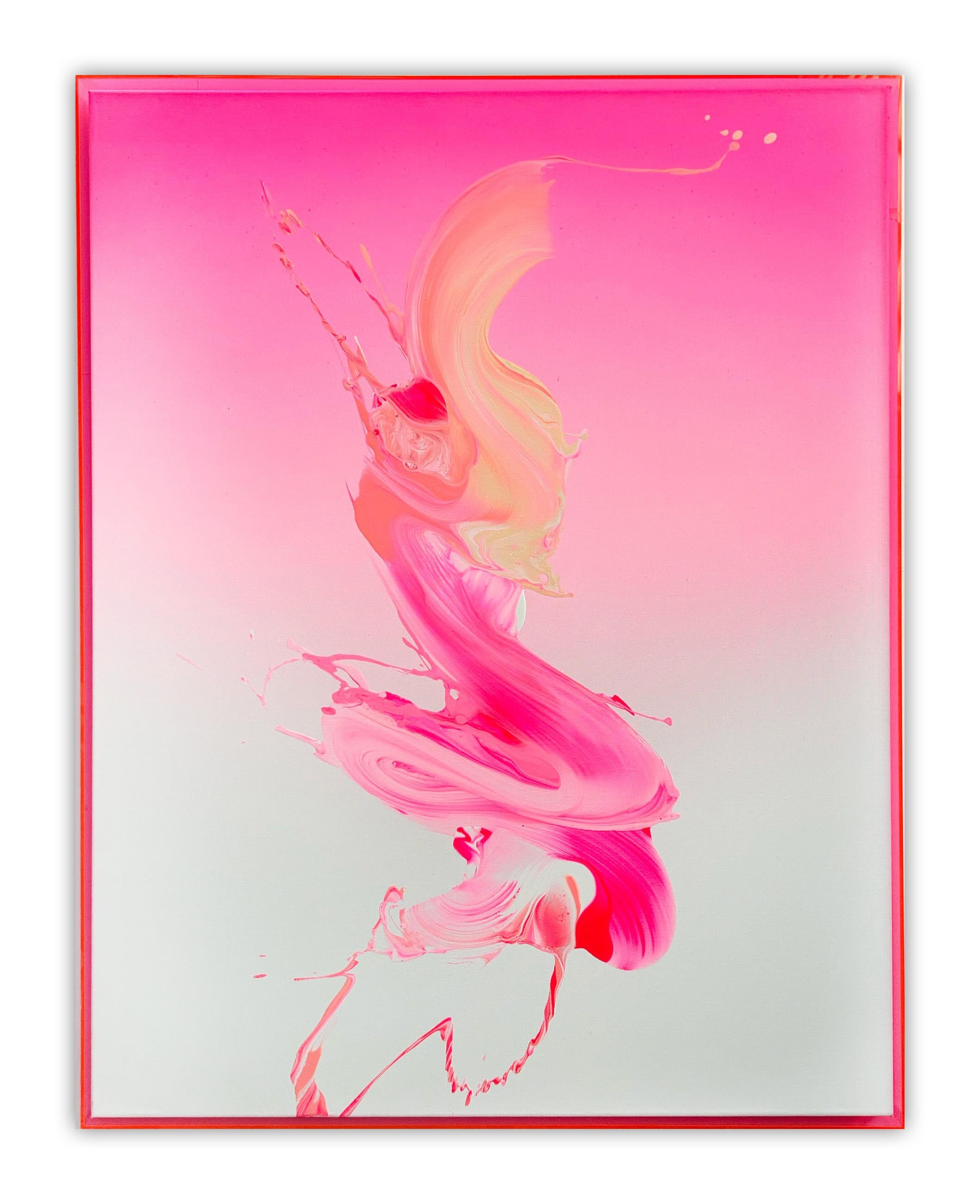 Size without the frame: 116 x 89 cm (45,7 x 35 in)
Size including the frame: 118 x 91 cm (46,5 x 35,8 in)

Barcelona based painter Nikolaos Schizas creates dynamic abstract paintings that radiate with vibrant splashes of color, and communicate a