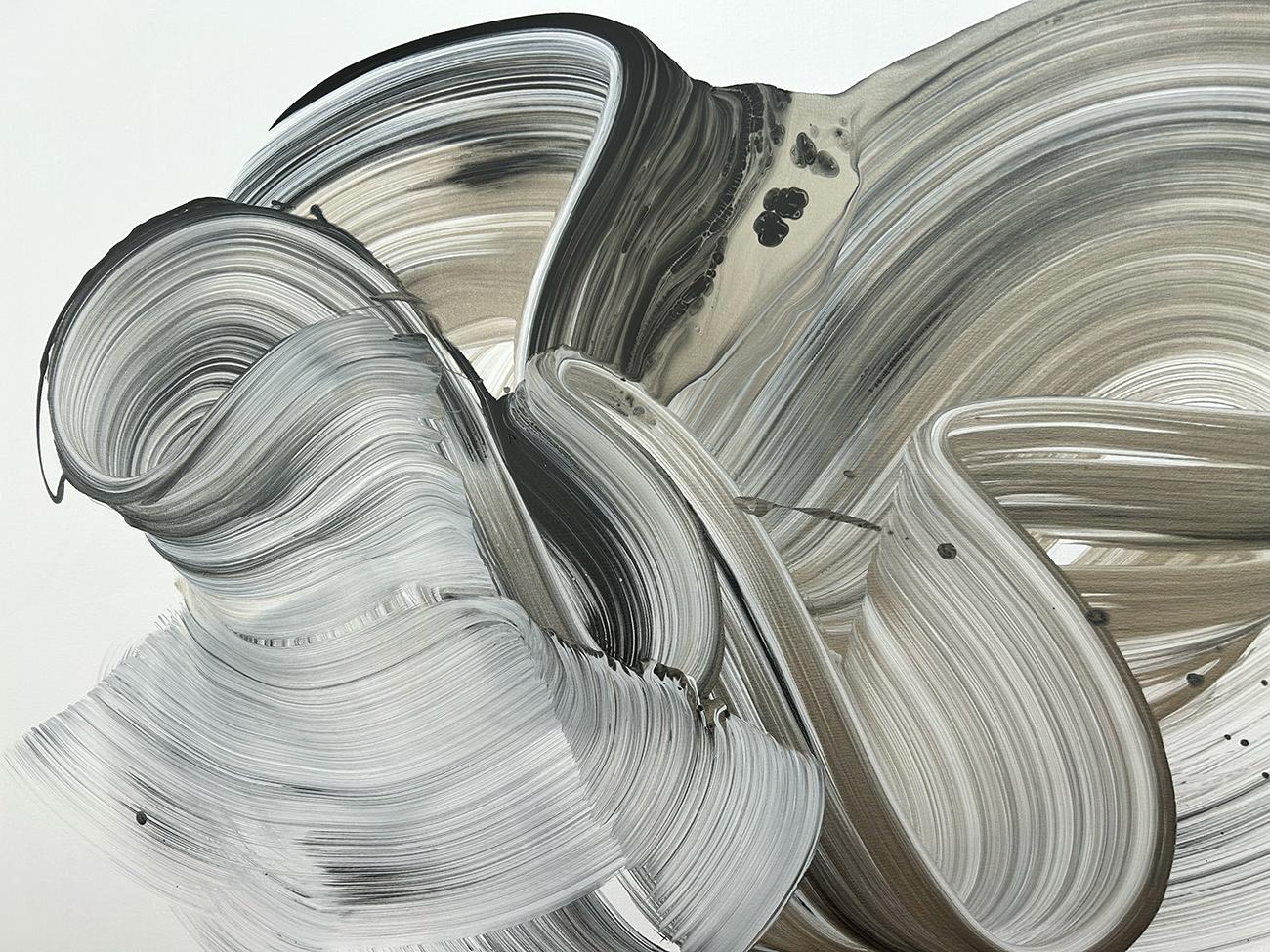 Ti Sento (pittura astratta) - Abstract Painting Grigio di Nikolaos Schizas
