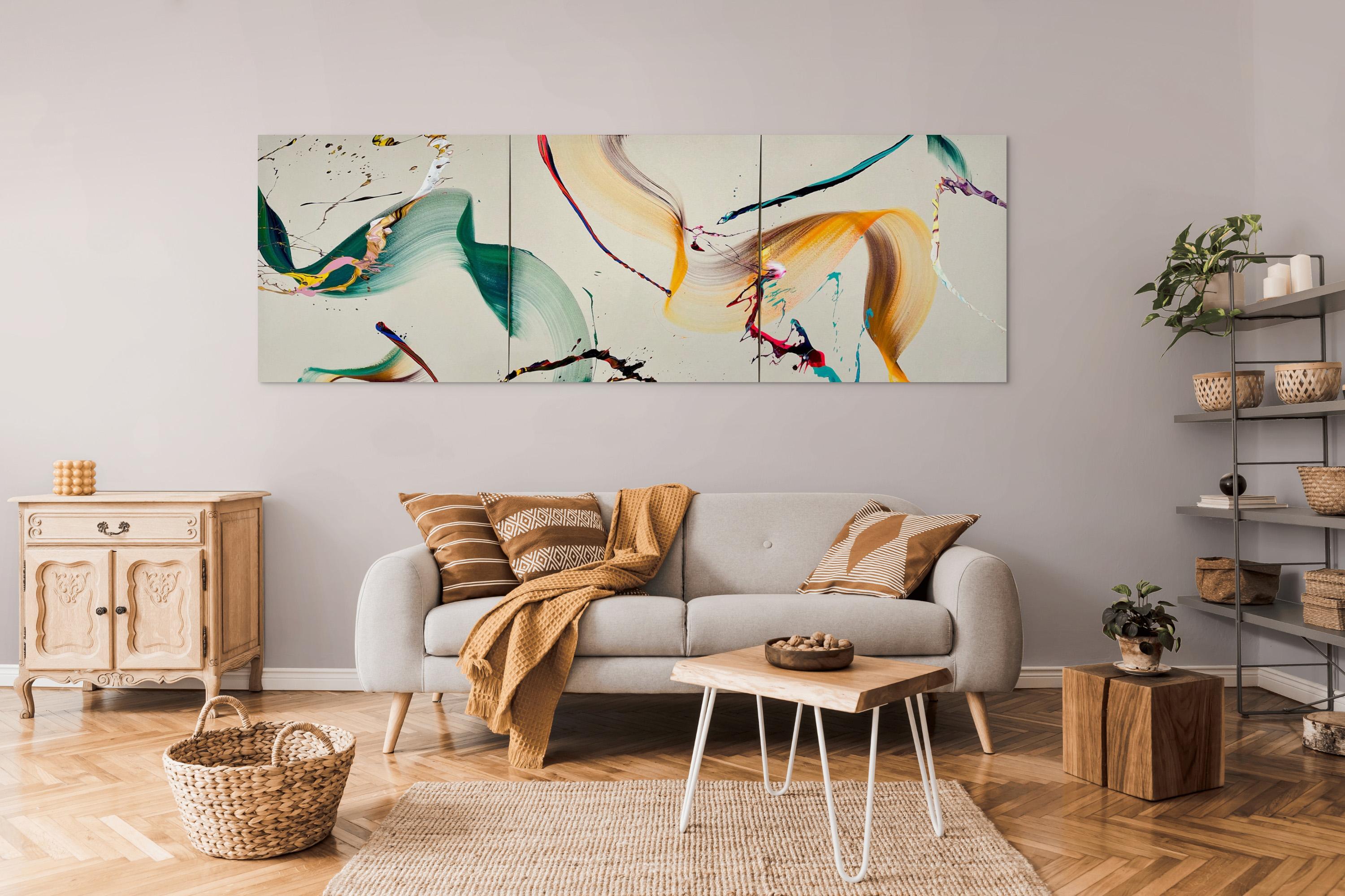Together (Triptych) (Abstract painting) - Painting by Nikolaos Schizas