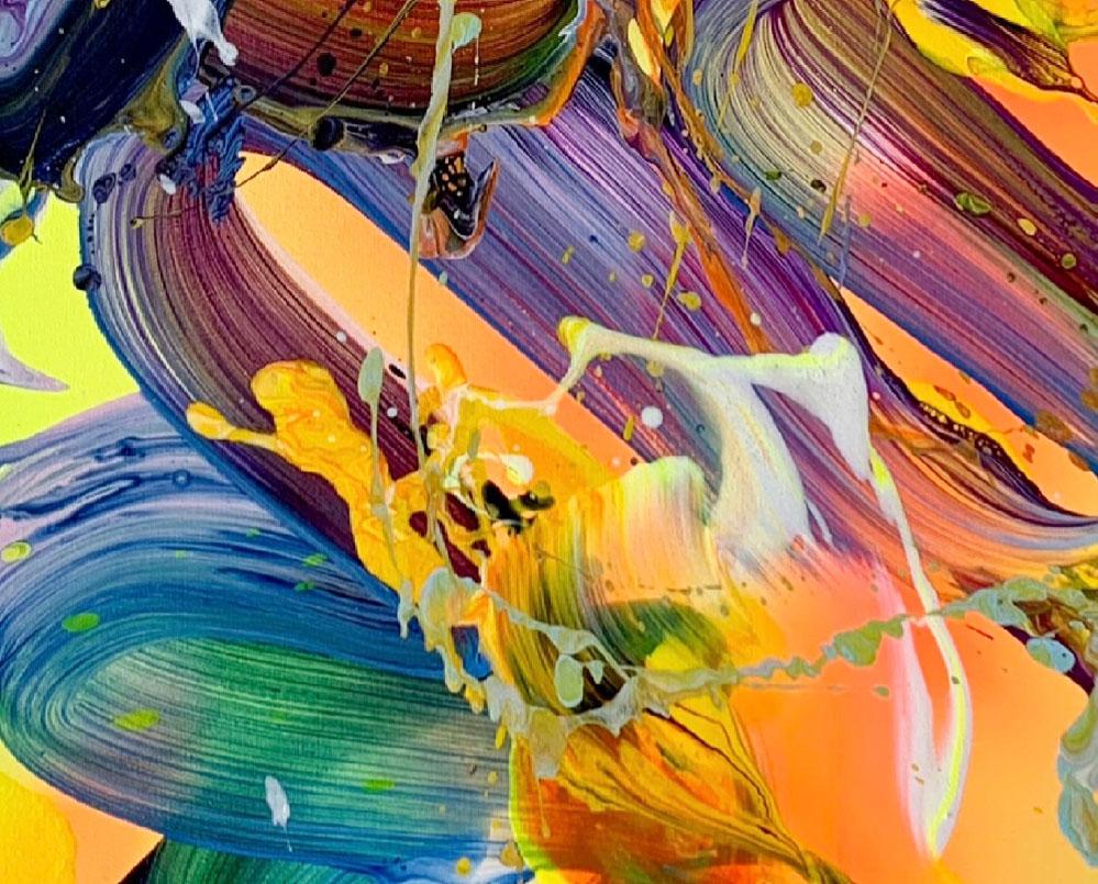Un dia feliz (Abstract painting) - Yellow Abstract Painting by Nikolaos Schizas