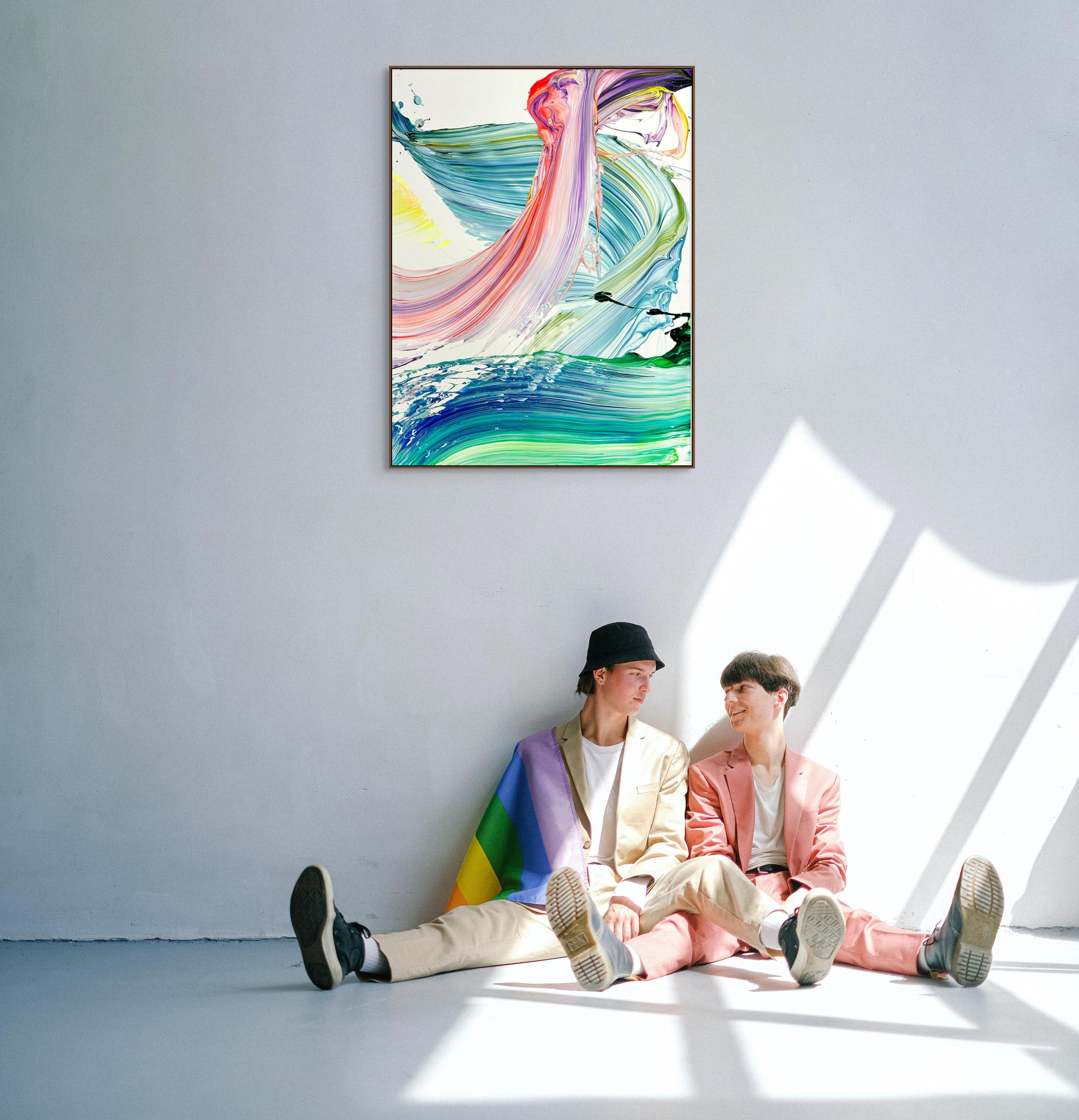 Sotto un mare colorato (Pittura astratta) - Painting di Nikolaos Schizas