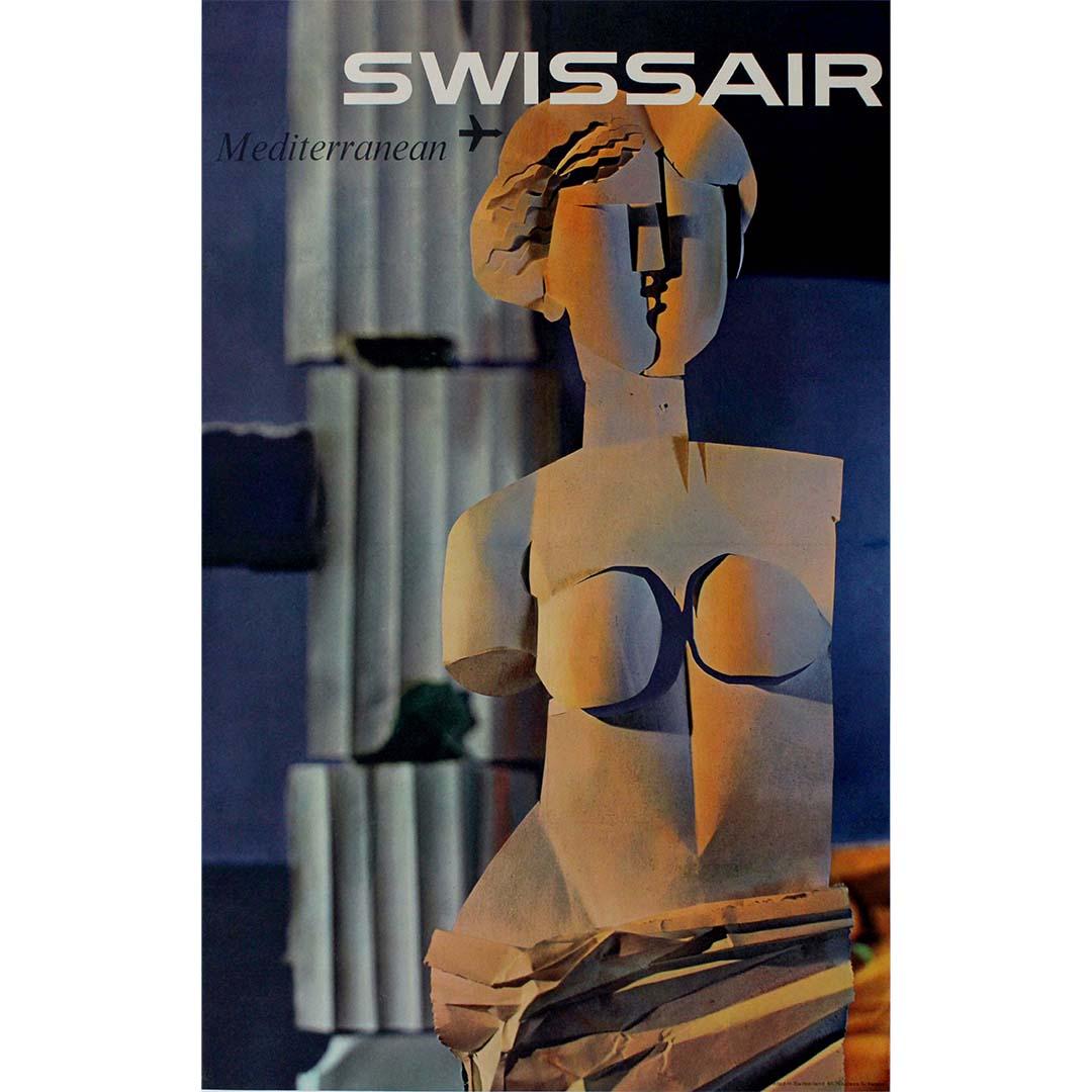 Originalplakat der Swissair auf Reisen in die Mittelmeerregion – Griechenland, 1961