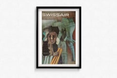 1961 Original travel poster by Nikolaus Schwabe - Swiss Air India