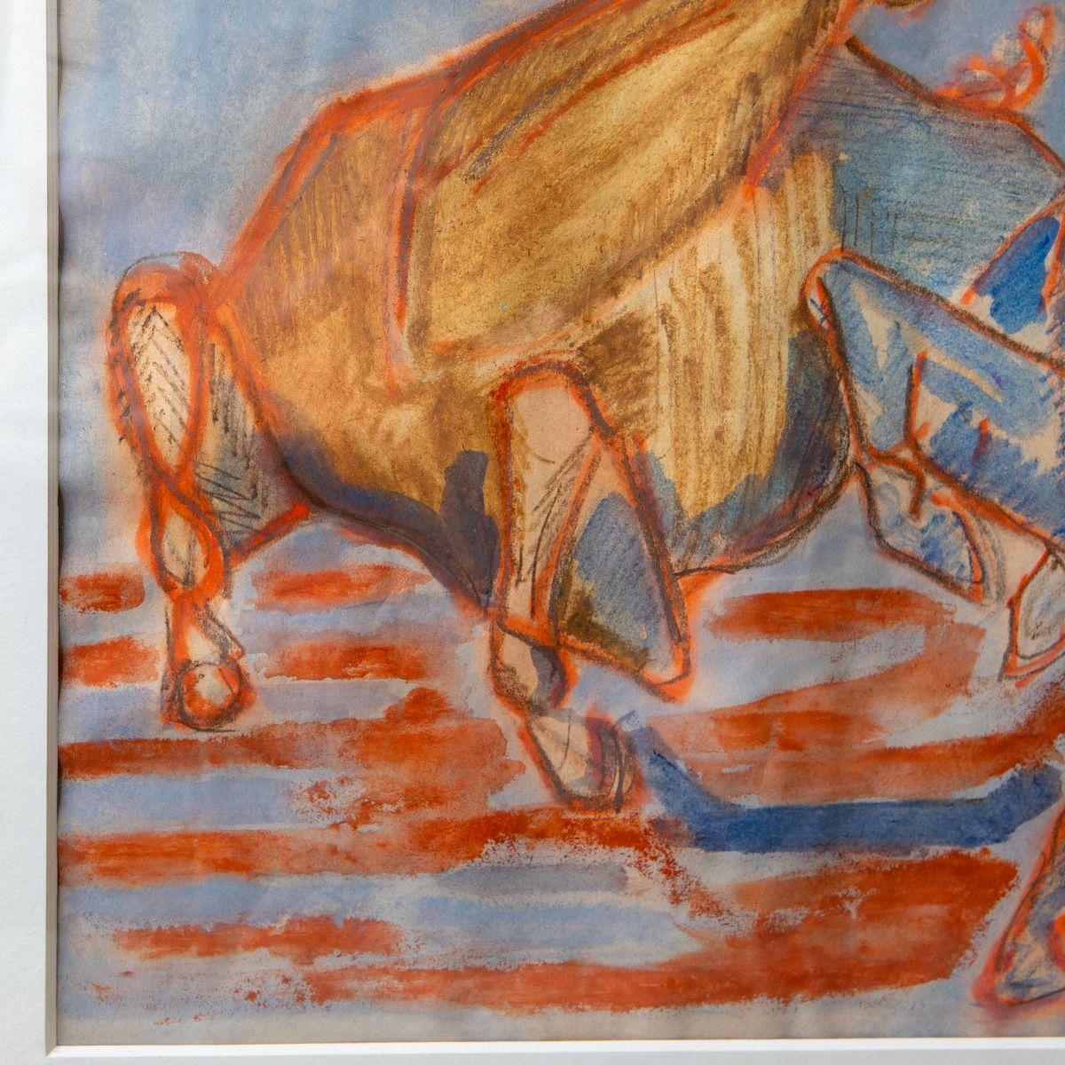 Nikolaus Wehding - Composition expressive de chevaux à la gouache Bon état - En vente à Kastrup, DK