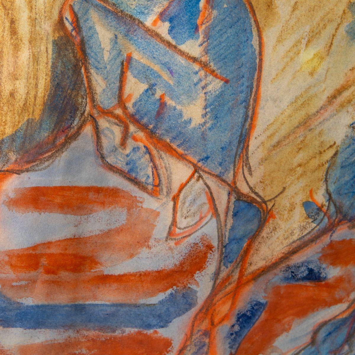 20ième siècle Nikolaus Wehding - Composition expressive de chevaux à la gouache en vente