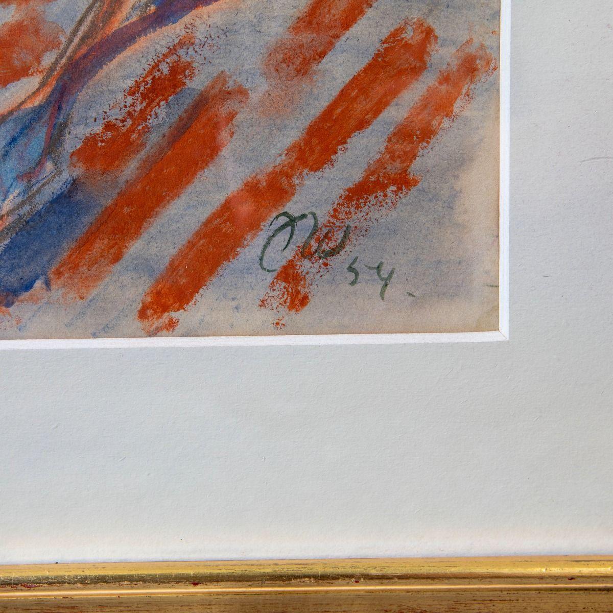 Papier Nikolaus Wehding - Composition expressive de chevaux à la gouache en vente