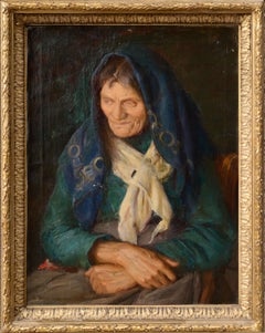 Porträt einer alten Frau 1893 von berühmtem russischen Meister, Ölgemälde auf Leinwand, Rahmen