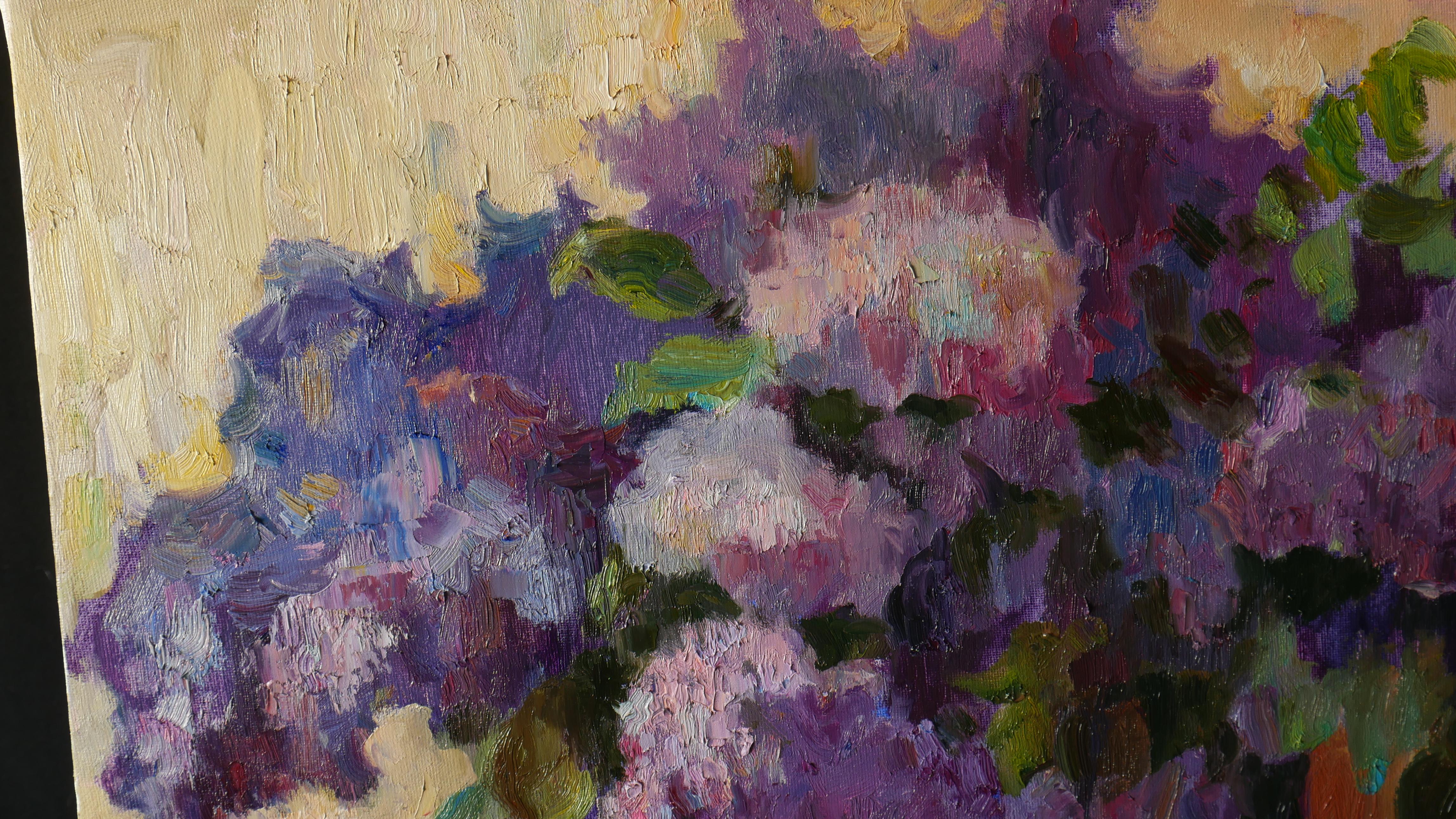 Lilacs In Vase - painting #1 - Abstract Painting by Nikolay Dmitriev