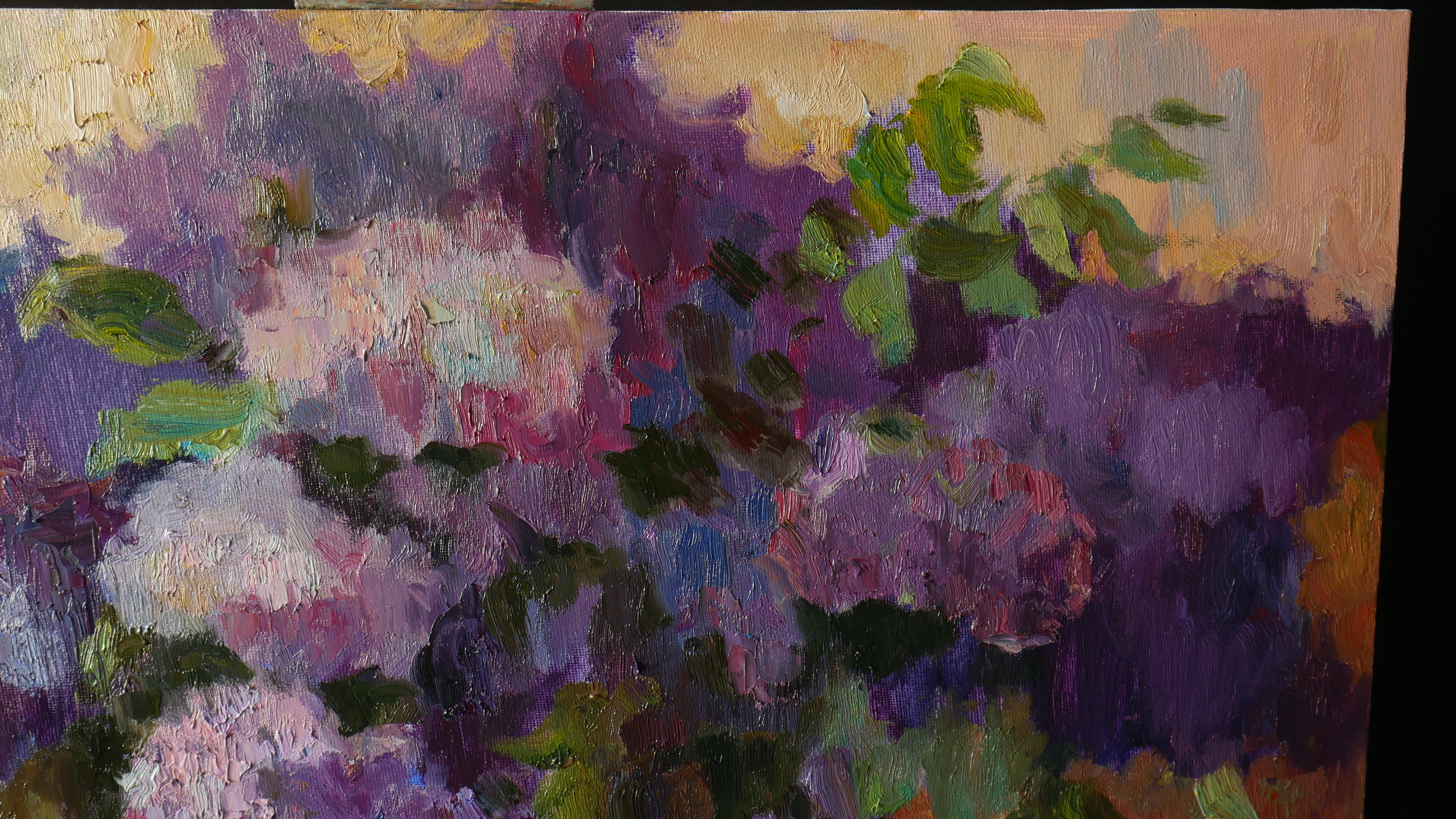 Lilacs In Vase - painting #1 For Sale 2