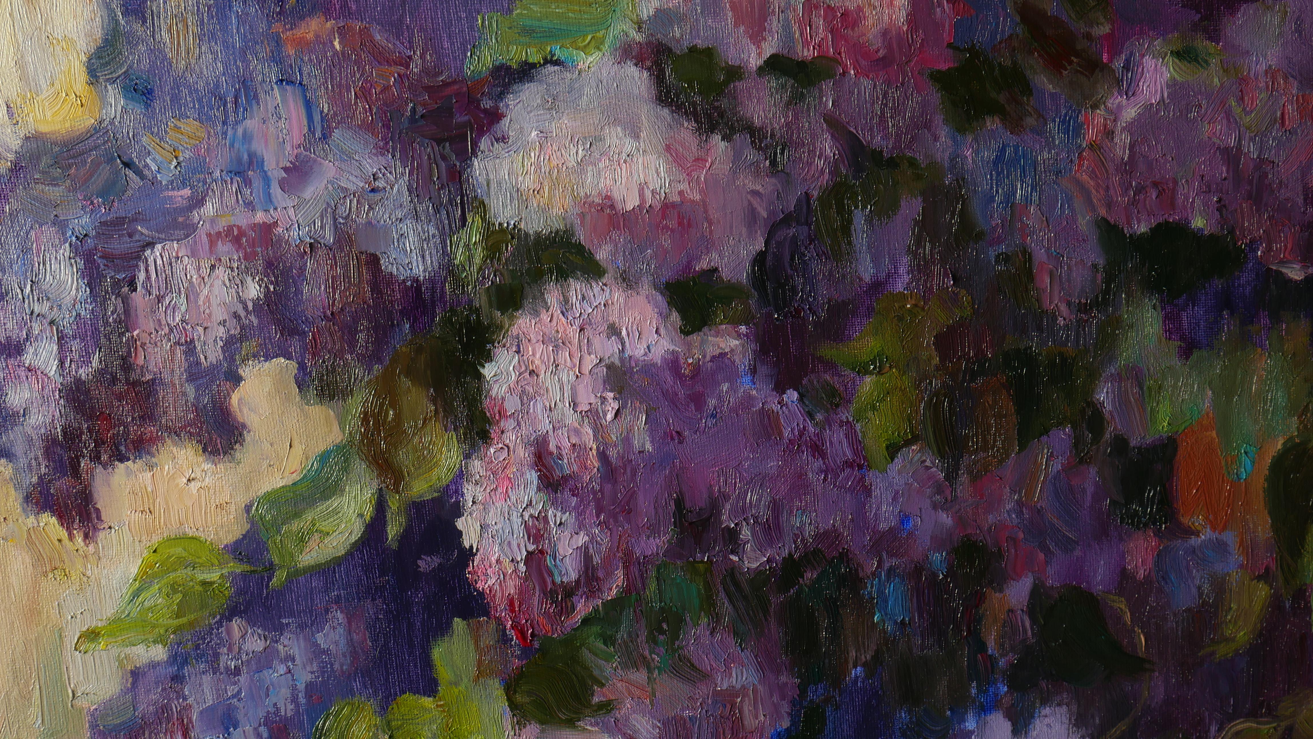 Lilacs In Vase - painting #1 For Sale 3