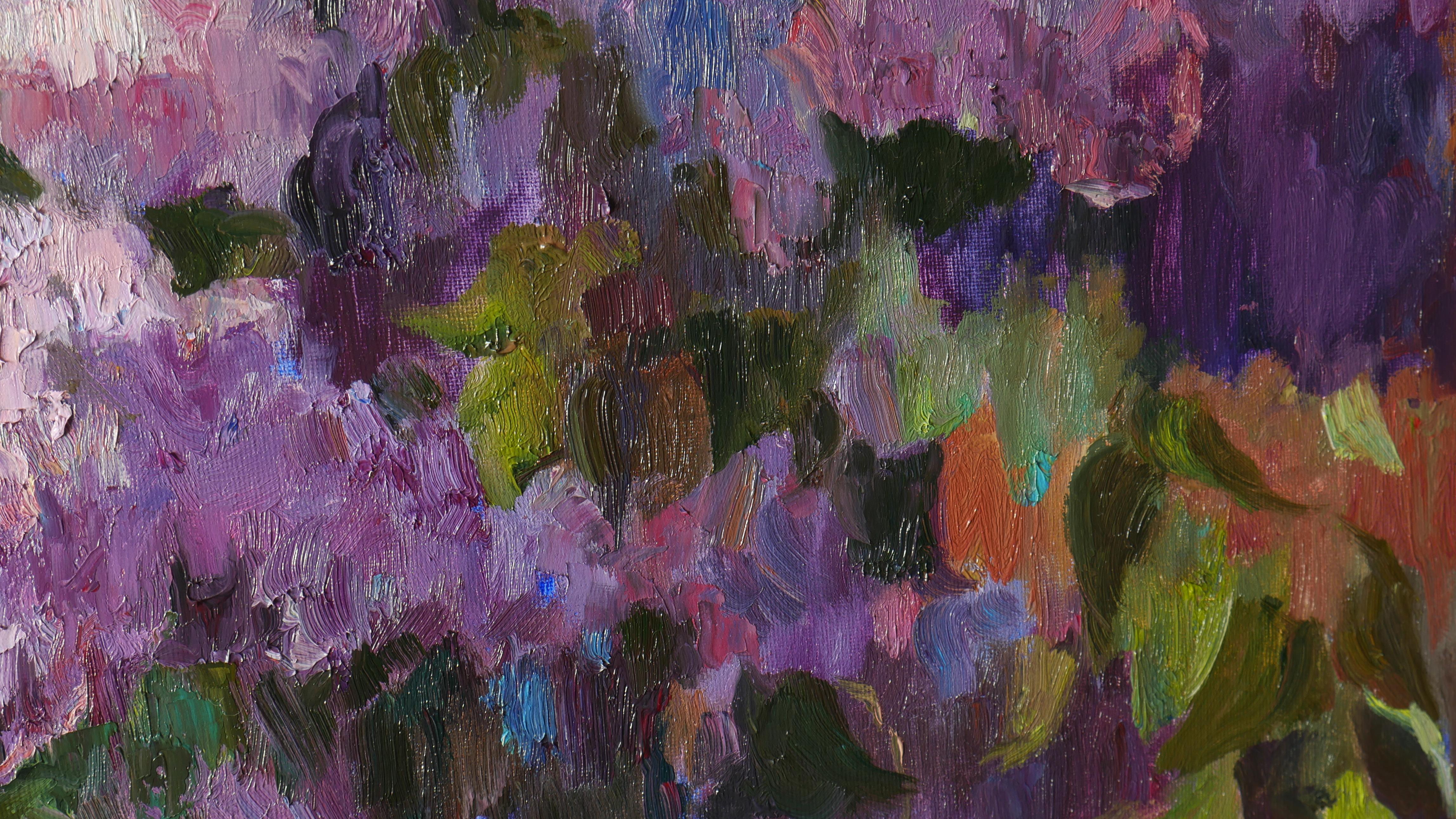 Lilacs In Vase - painting #1 For Sale 4