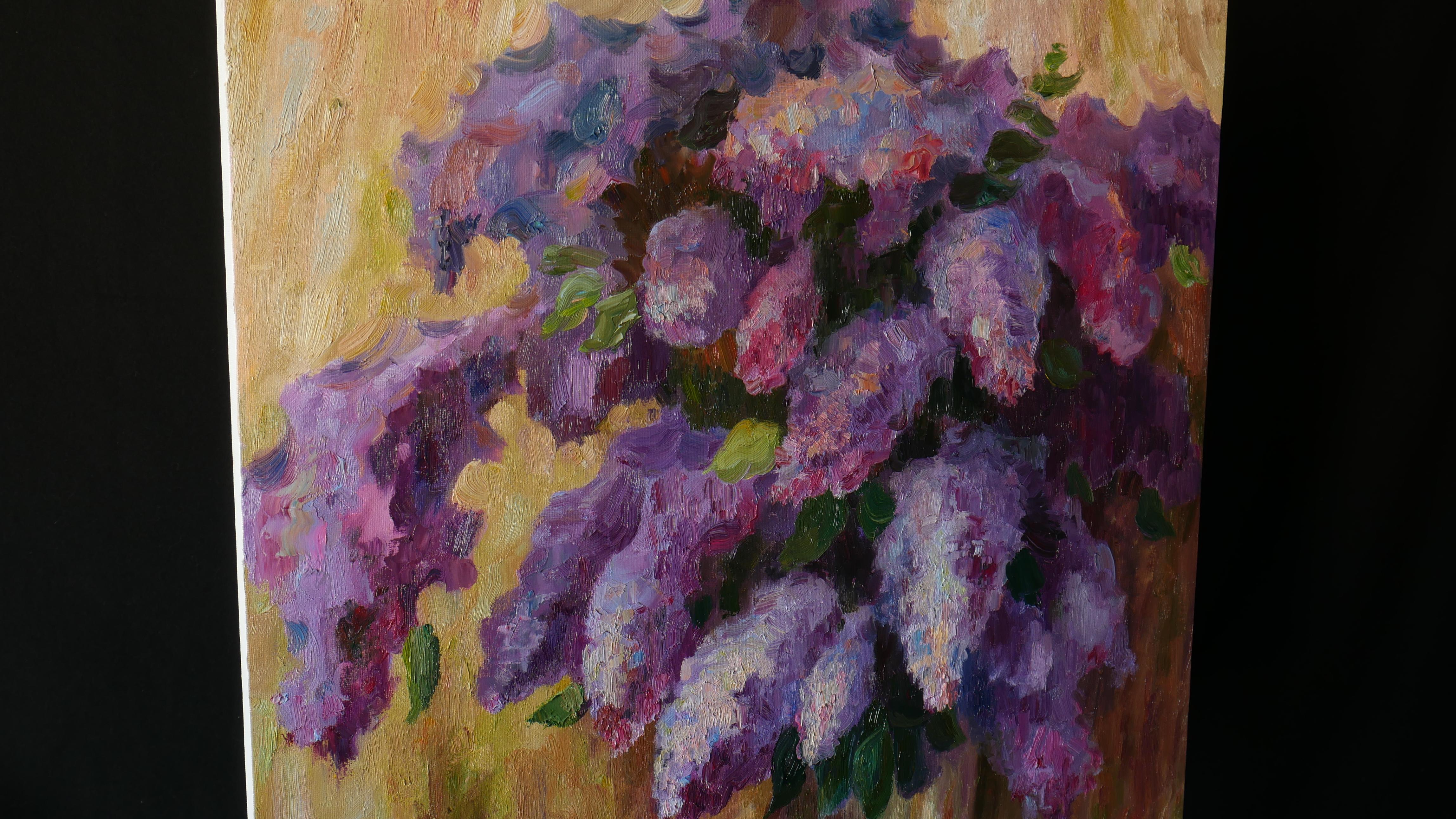 Lilacs In Vase - painting #2 - Abstract Painting by Nikolay Dmitriev