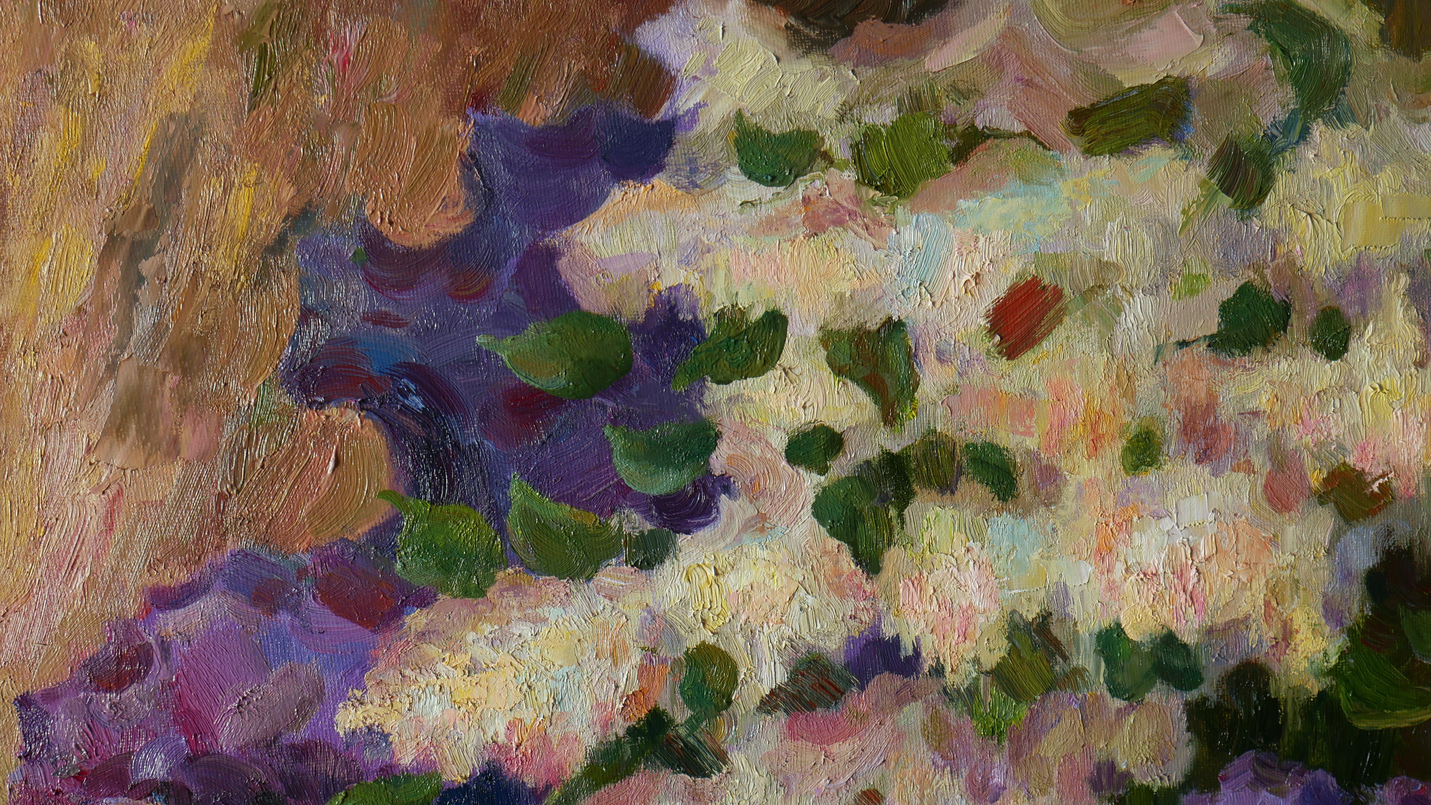 Lush Bouquet Of Lilacs – Gemälde #3 (Grau), Still-Life Painting, von Nikolay Dmitriev