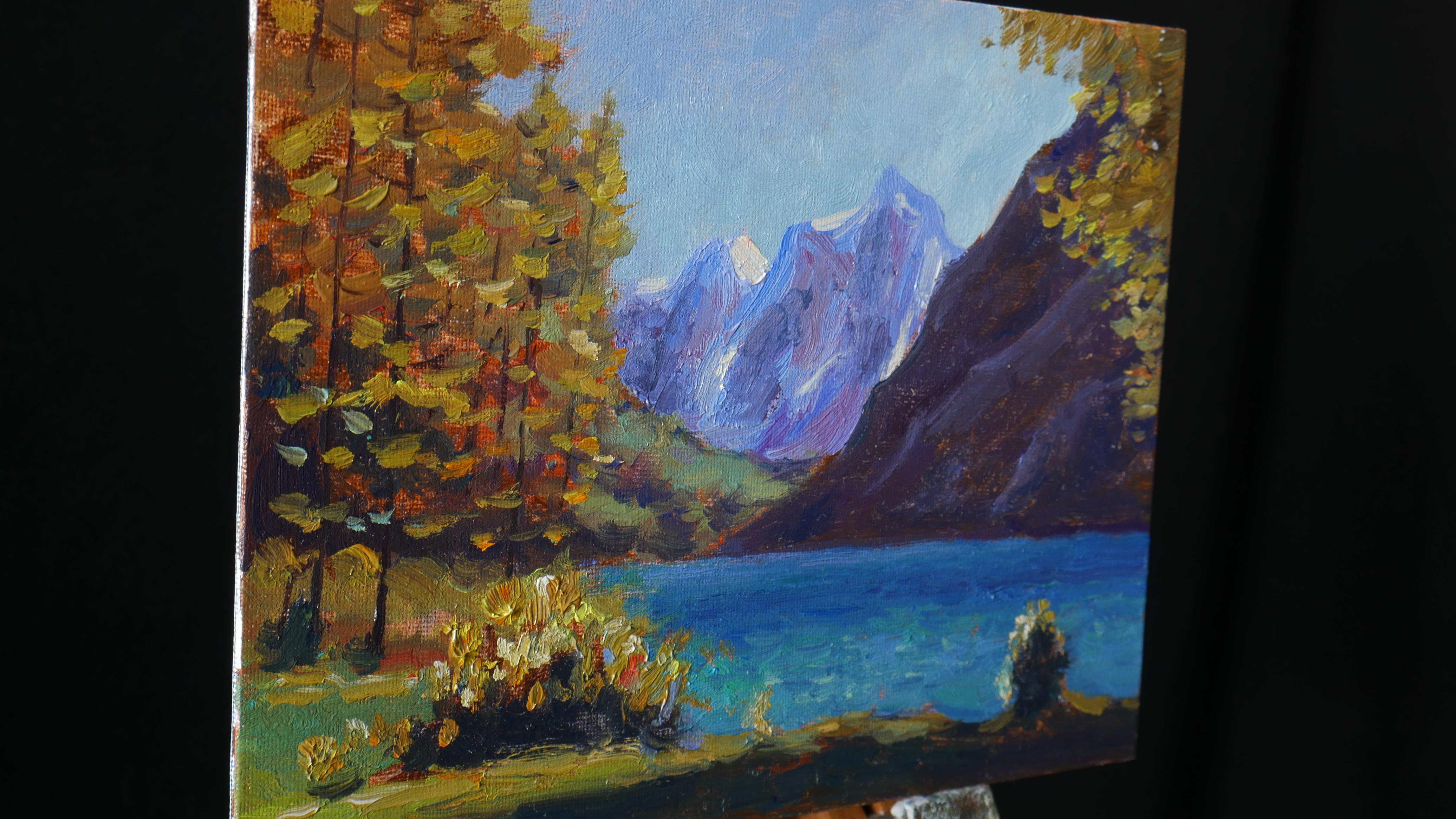 Anong Of The Altai Mountains – originale sonnige Landschaft, Gemälde (Impressionismus), Painting, von Nikolay Dmitriev