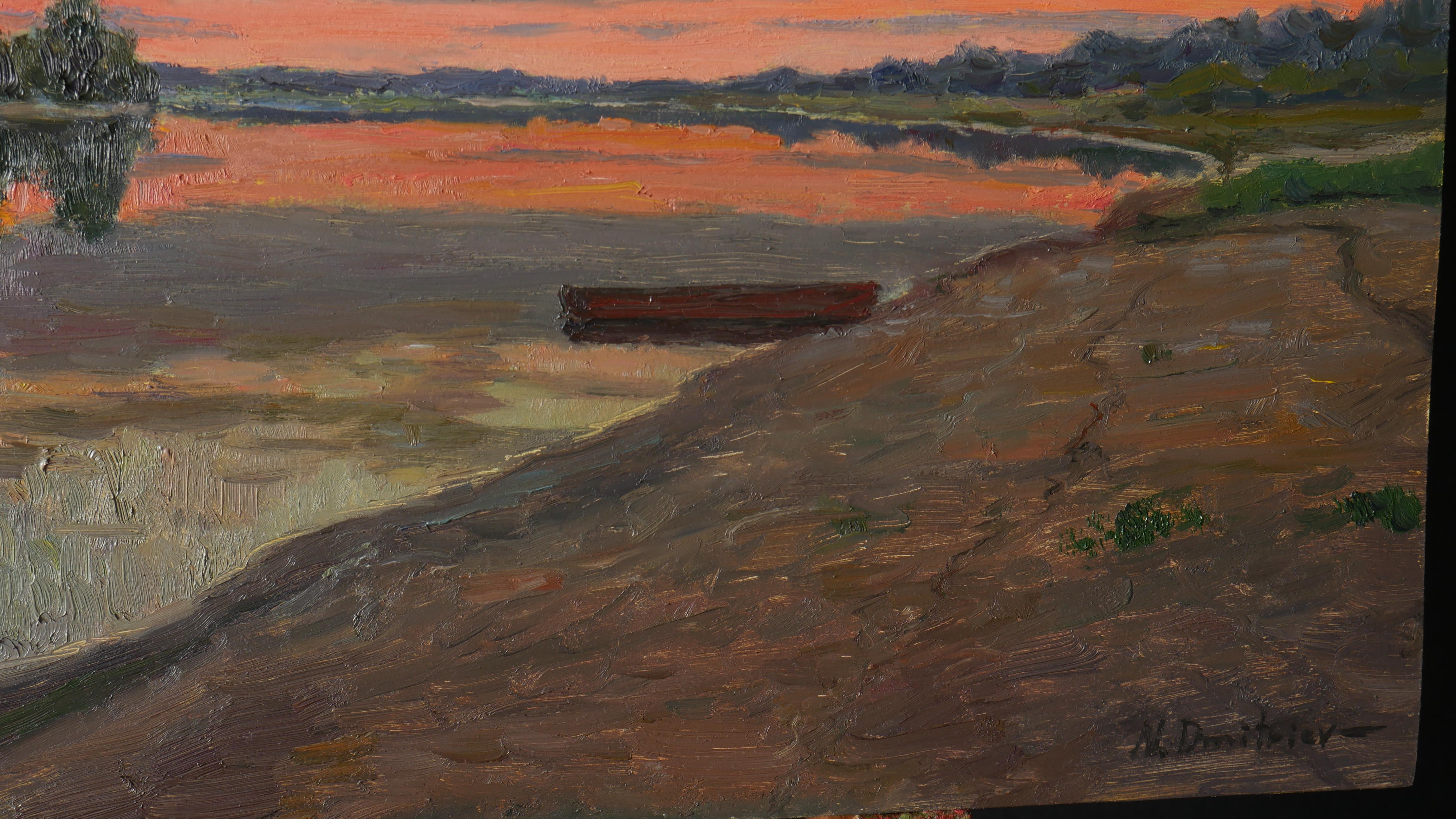 At The Silent Bank - sunset landscape painting For Sale 2