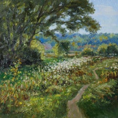 Mediodía de agosto - paisaje impresionista, pintura