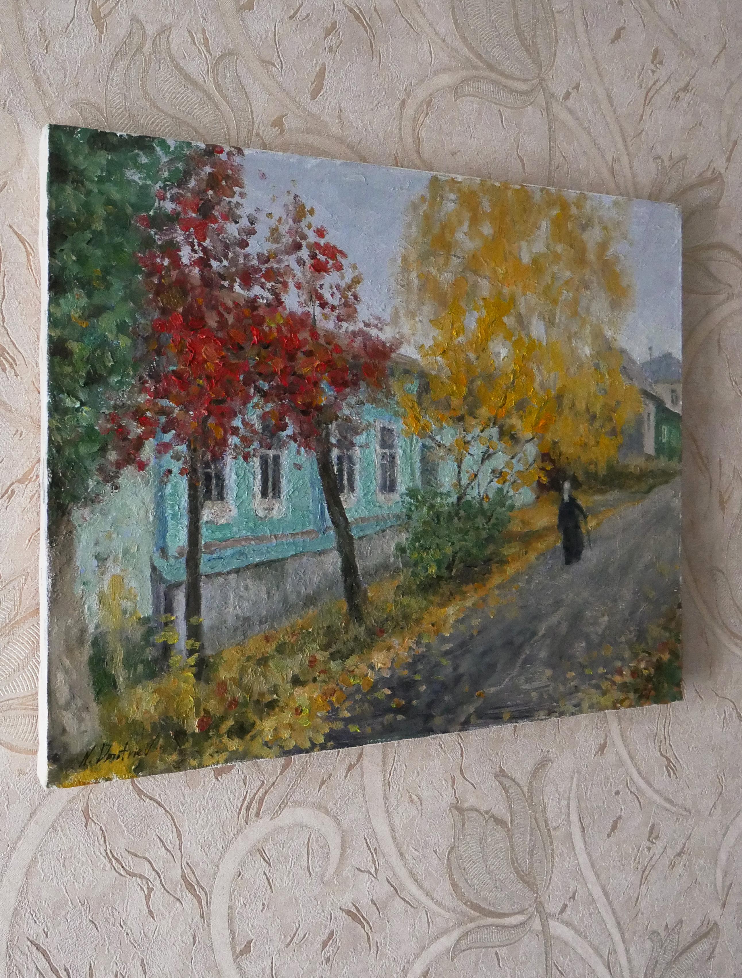 Autunno a Yelets - Quadro di paesaggio urbano autunnale in vendita 6