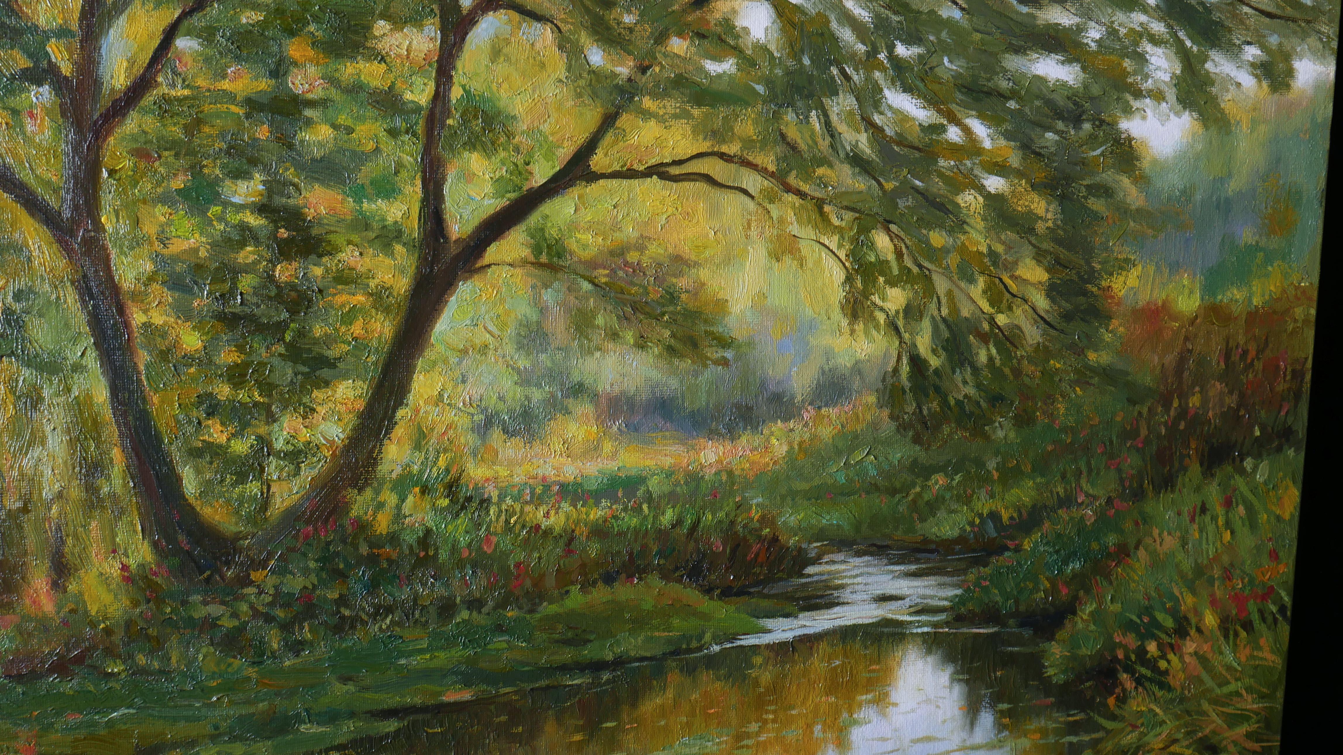 Autumn Mood - pintura de paisaje otoñal - Interior Painting Negro de Nikolay Dmitriev