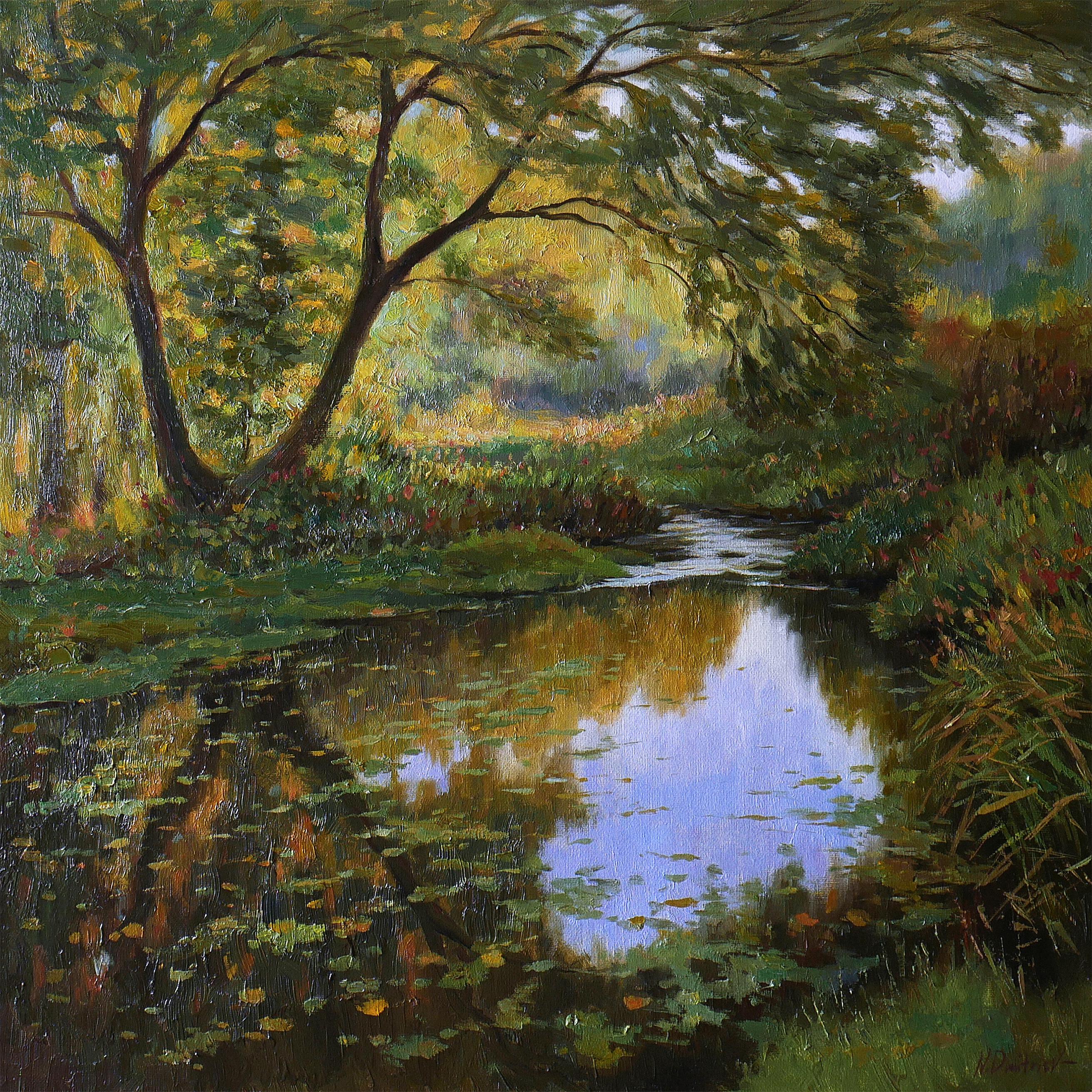 Landscape Painting Nikolay Dmitriev - Mood d'automne - peinture de paysage d'automne