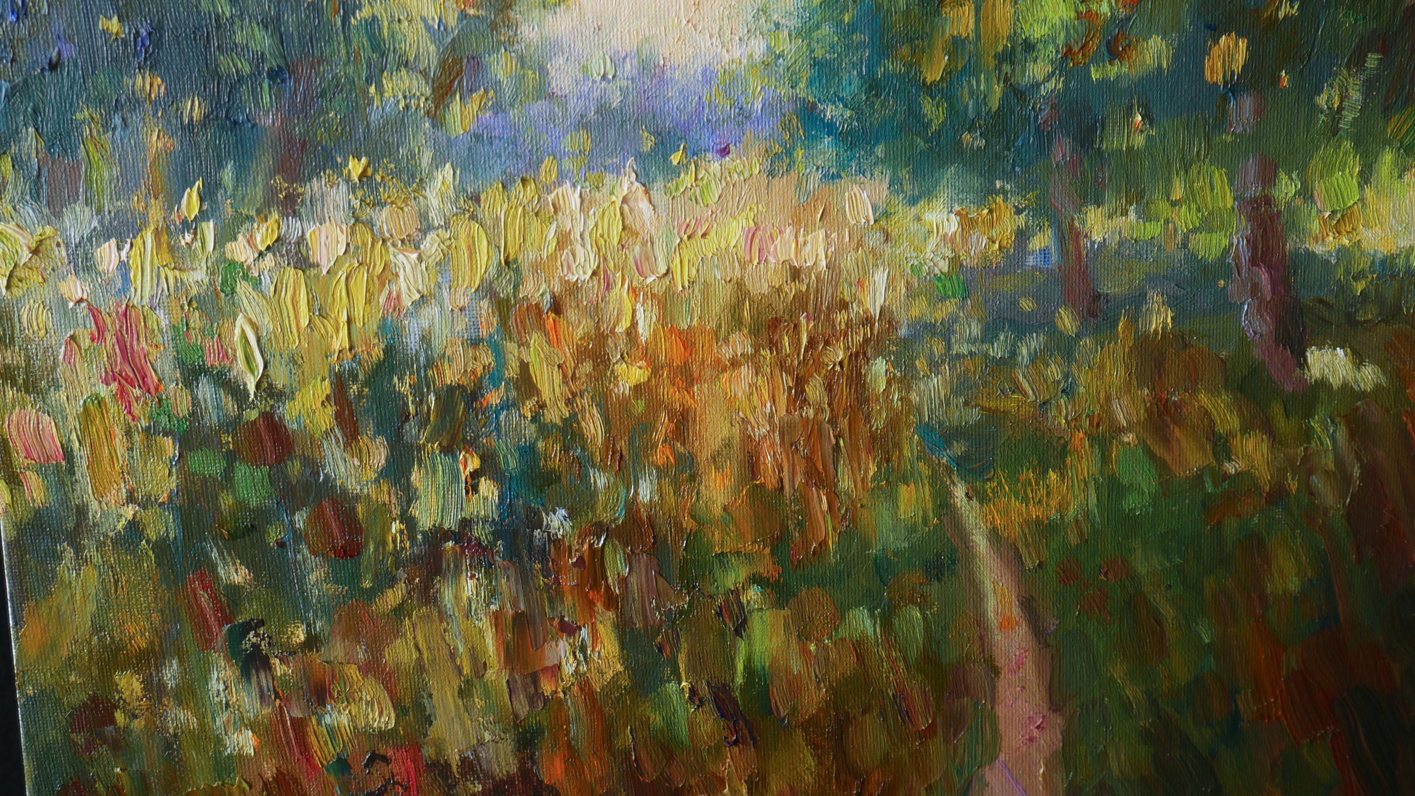 Luce d'autunno - paesaggio impressionista, pittura in vendita 1