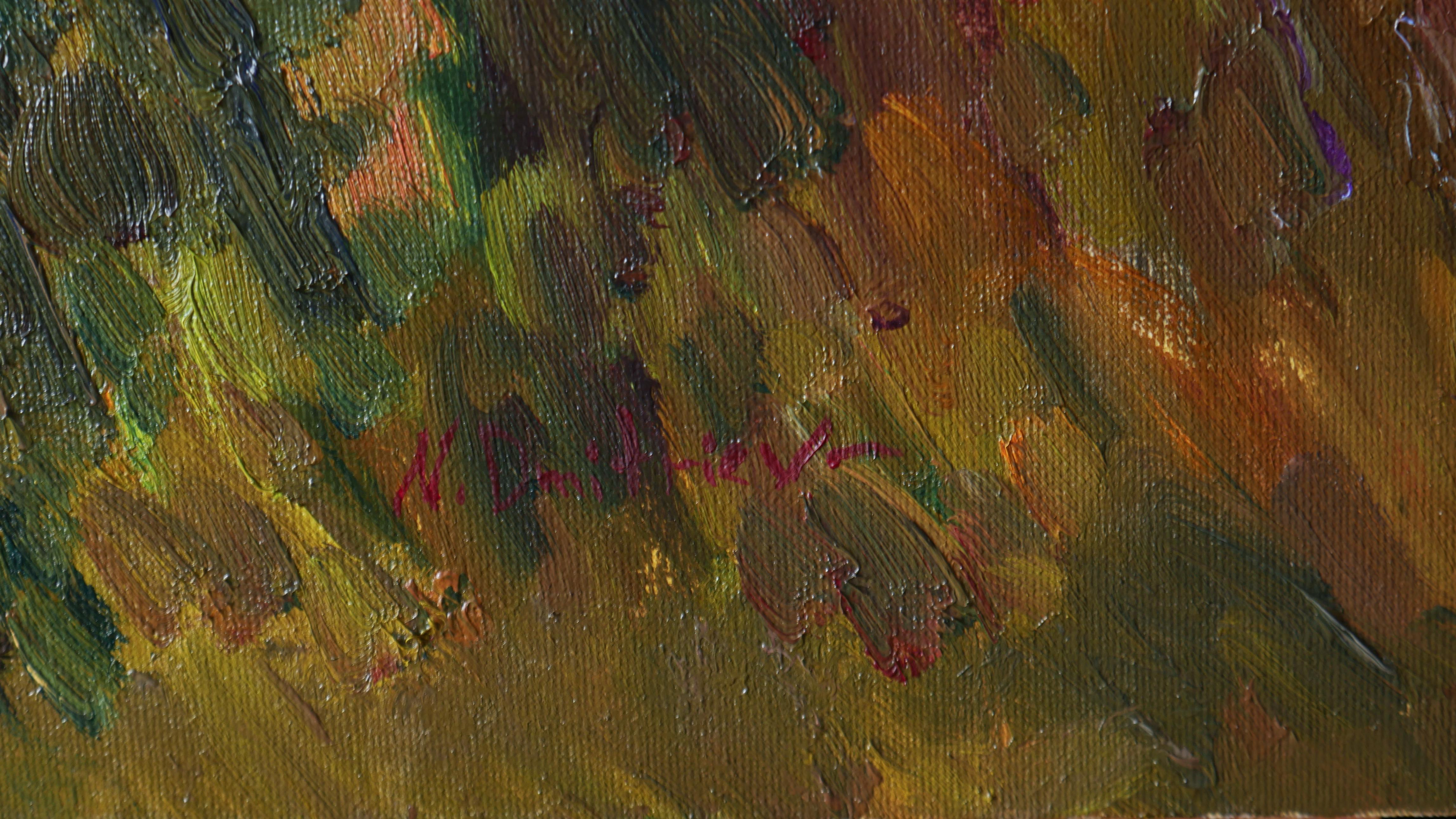 Luce d'autunno - paesaggio impressionista, pittura in vendita 3