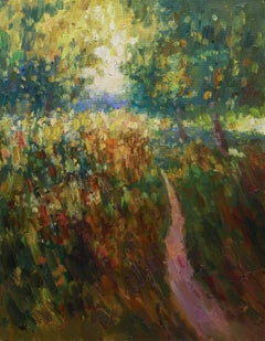 Autumn Sunlight - impressionist landscape, painting