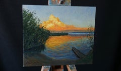 Dietro la nuvola - dipinto originale di un paesaggio soleggiato