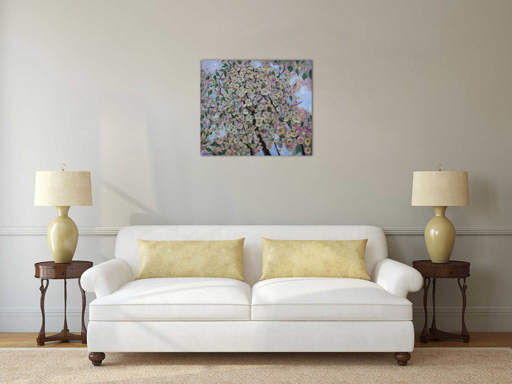 Blooming Apple Tree - original floral painting - Impressionist Painting by Nikolay Dmitriev