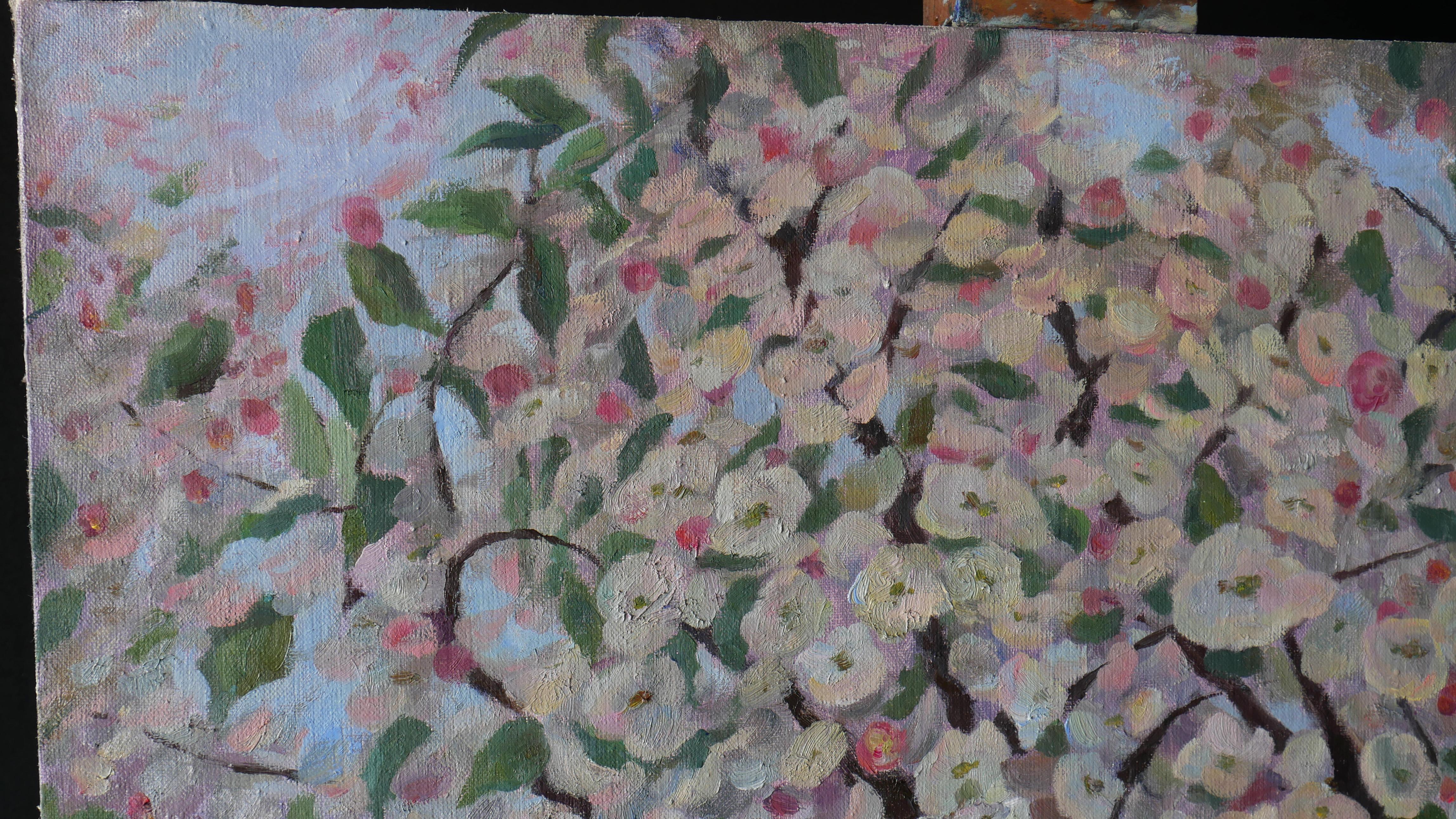 Blooming Apple Tree - original floral painting For Sale 4