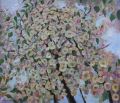 Peinture florale originale - arbre à pommes en fleurs