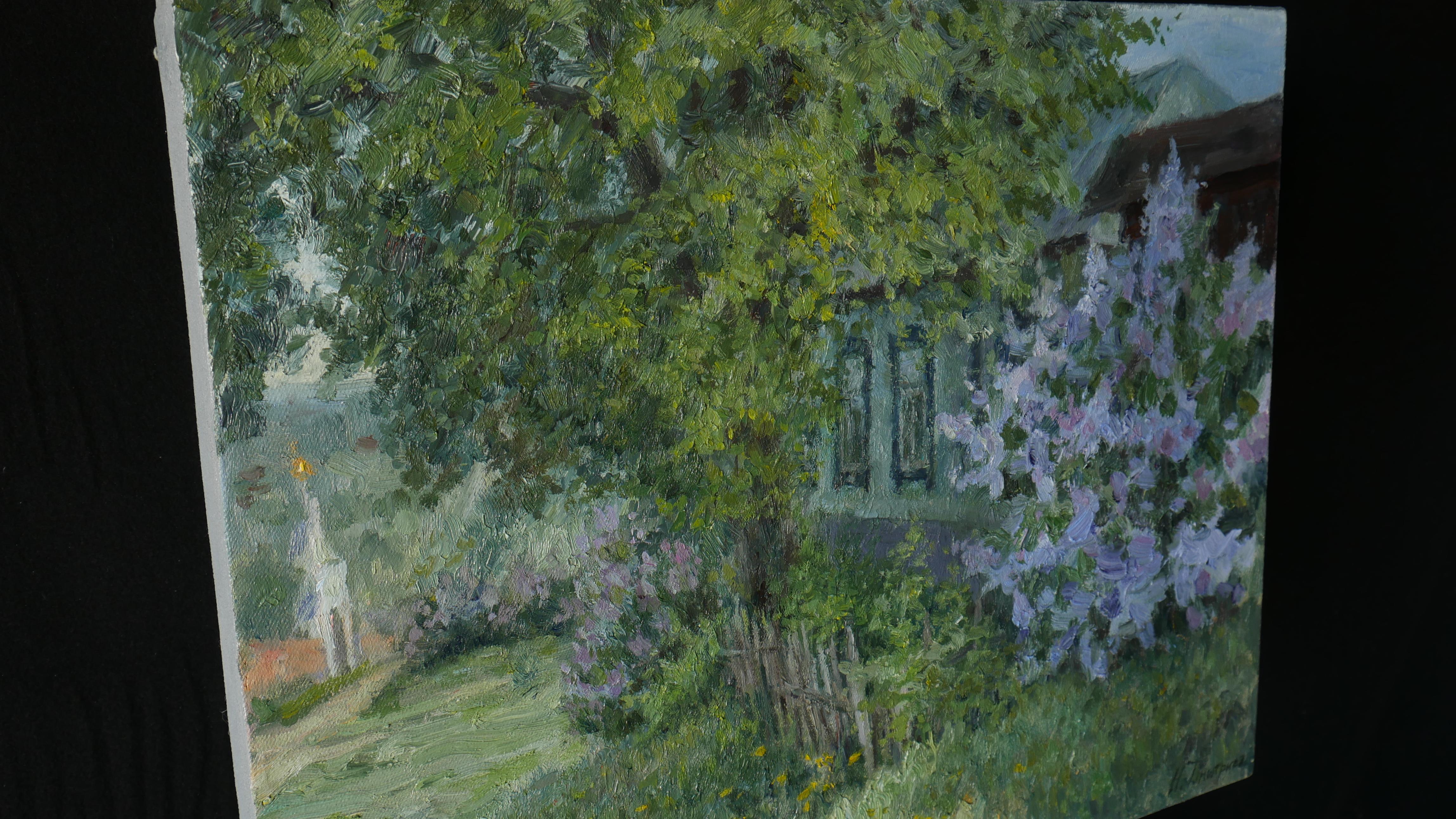 Blooming Lilacs - lilacs painting - Impressionist Painting by Nikolay Dmitriev