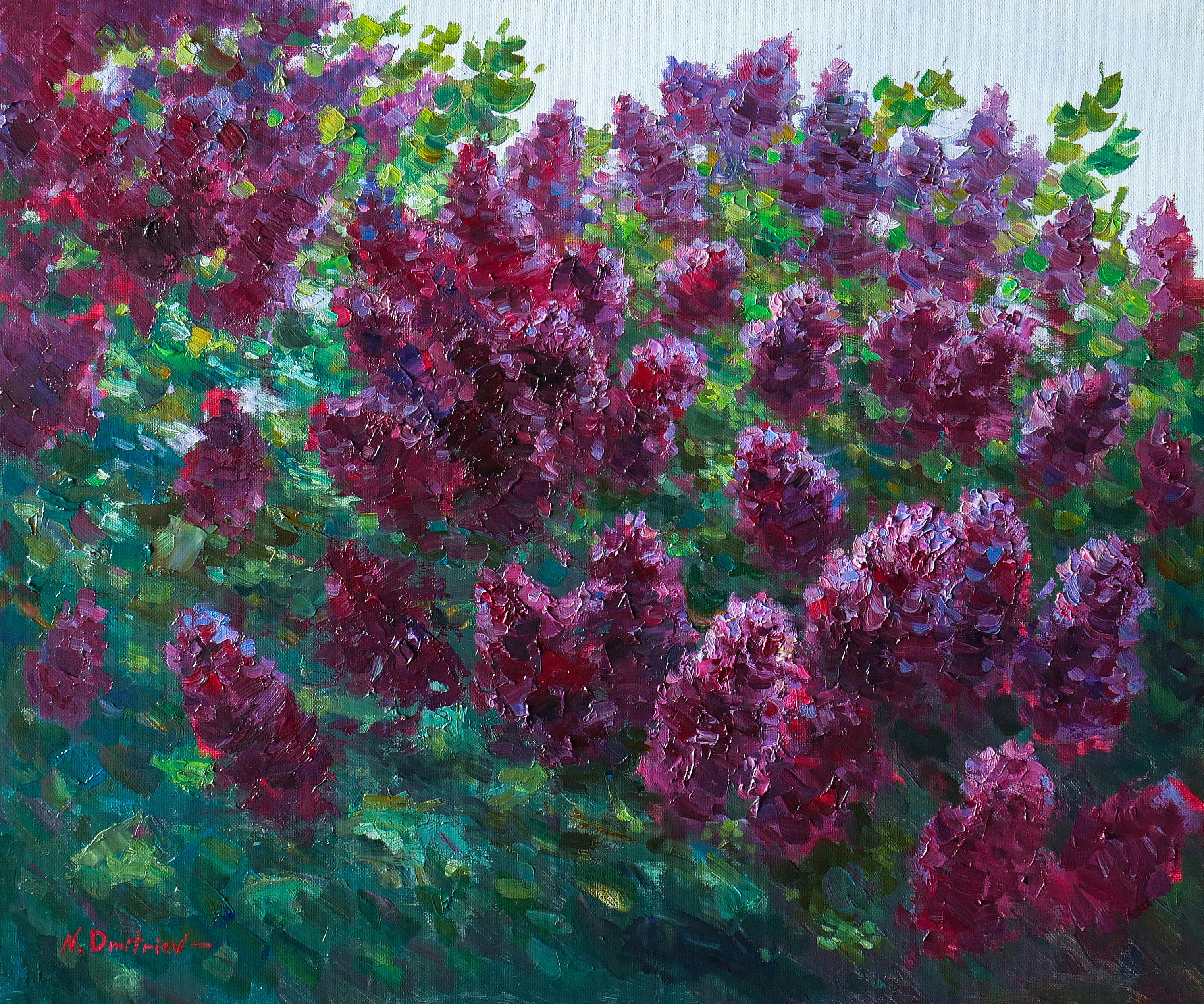 Nikolay Dmitriev Landscape Painting - Branches Of Lilacs