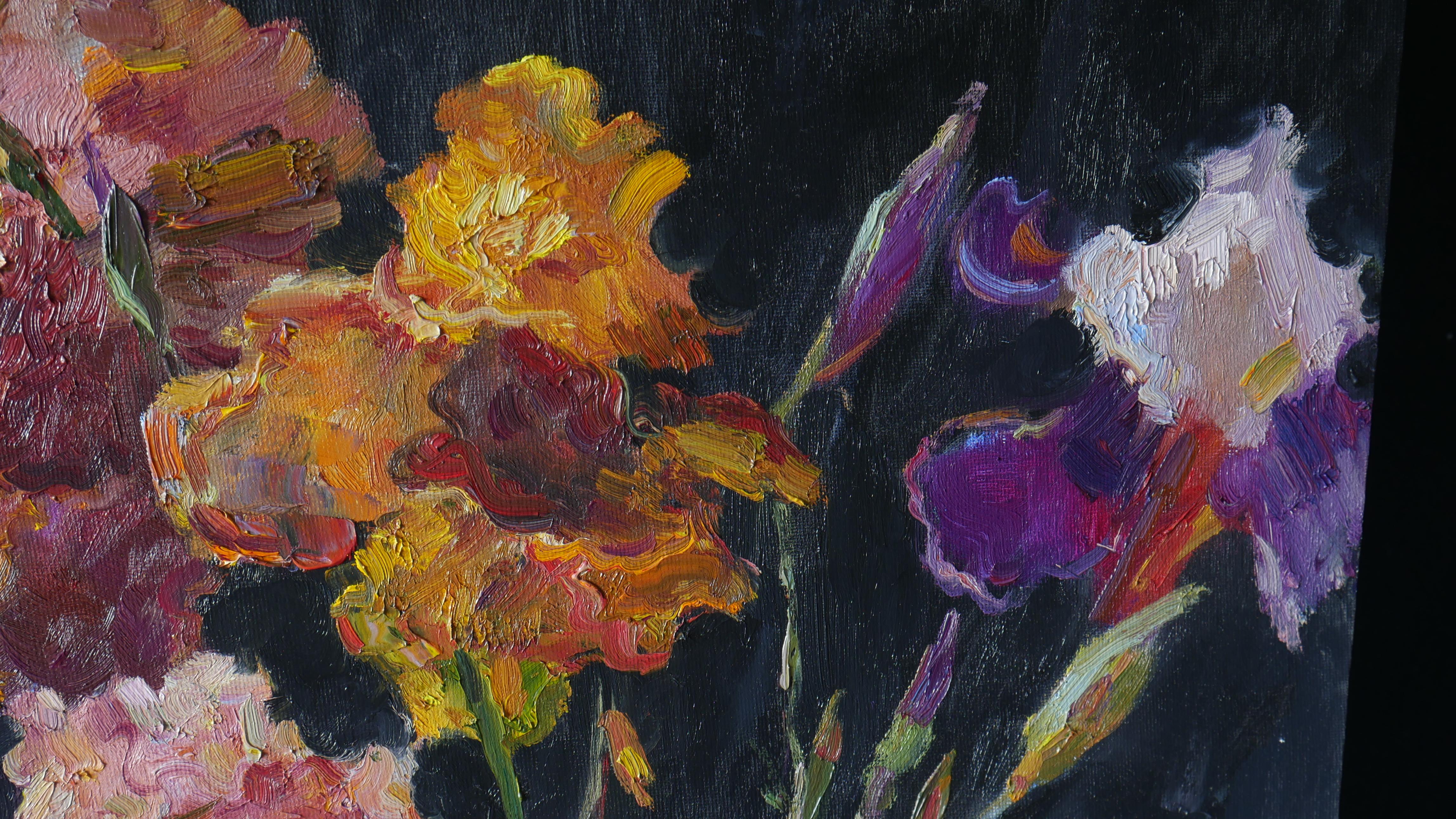 Bright Irises - irises oil painting For Sale 8