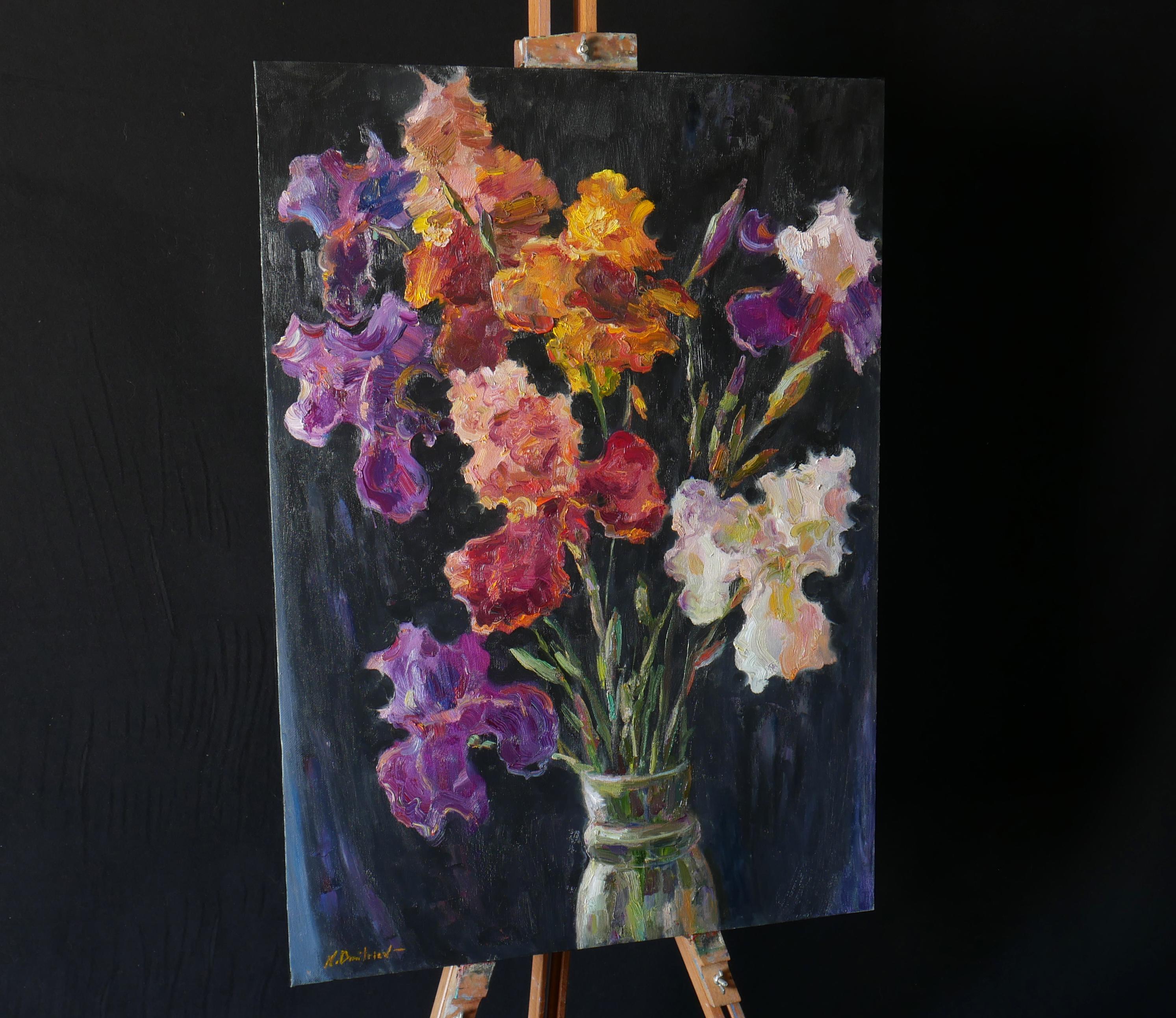 Bright Irises - irises oil painting For Sale 1