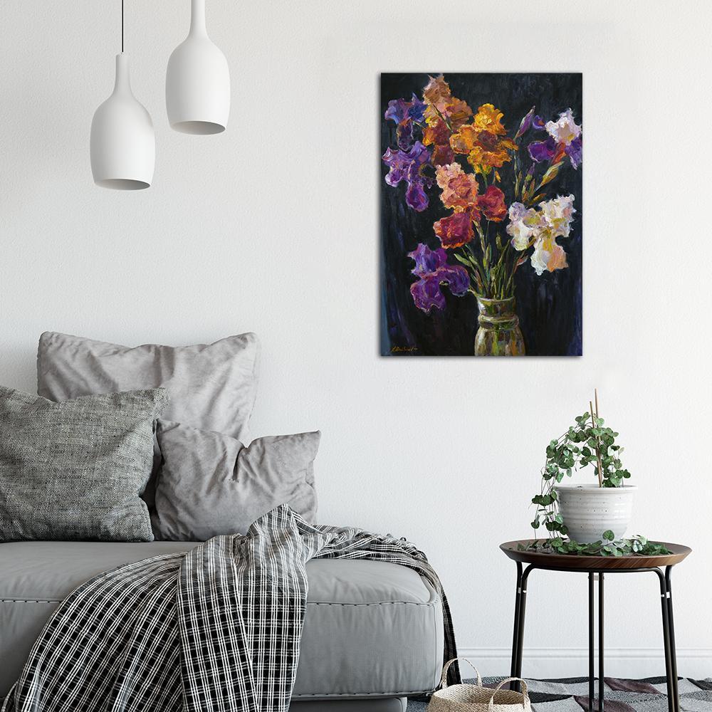 Bright Irises - irises oil painting - Impressionist Painting by Nikolay Dmitriev