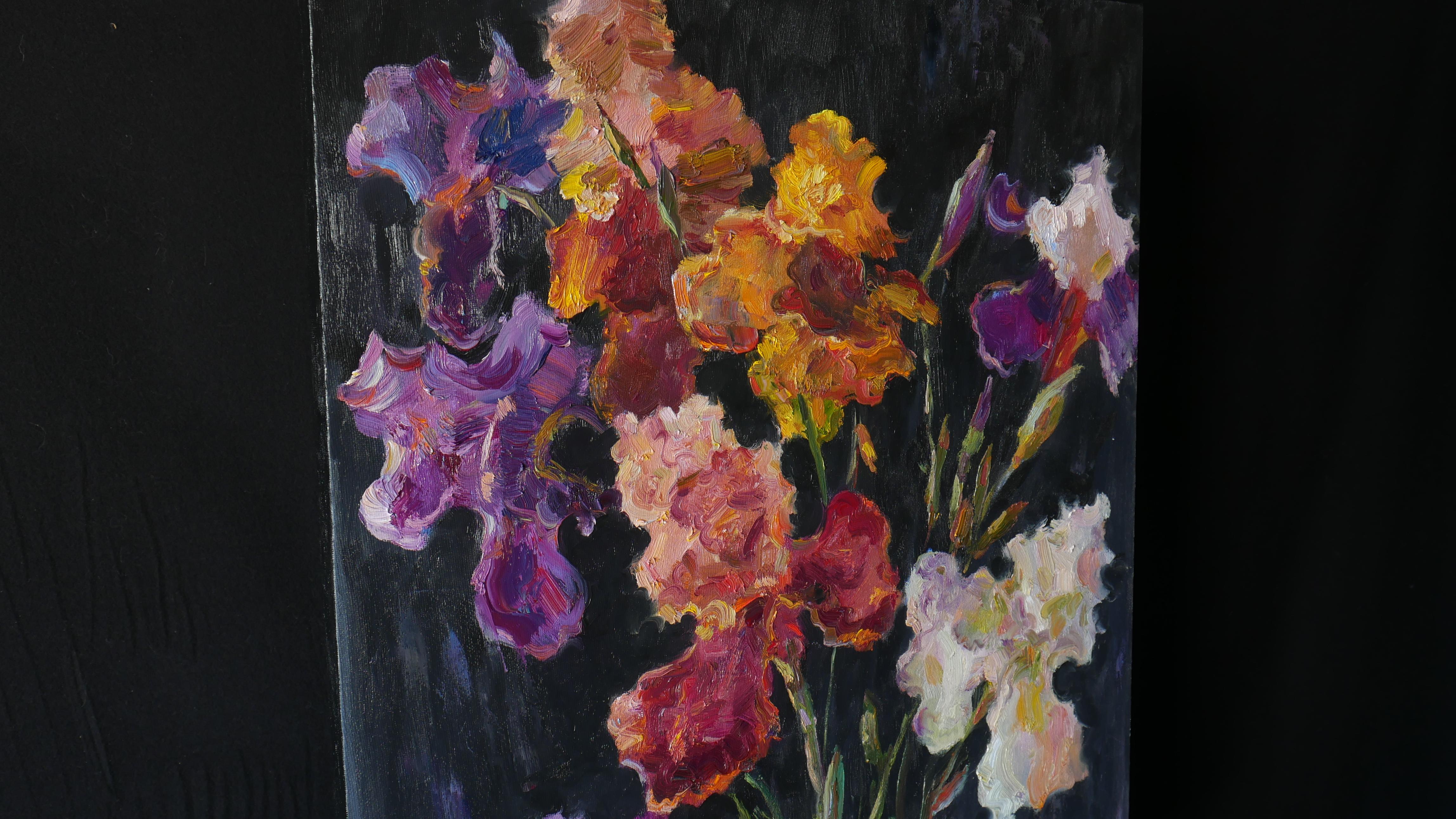 Bright Irises - irises oil painting For Sale 2
