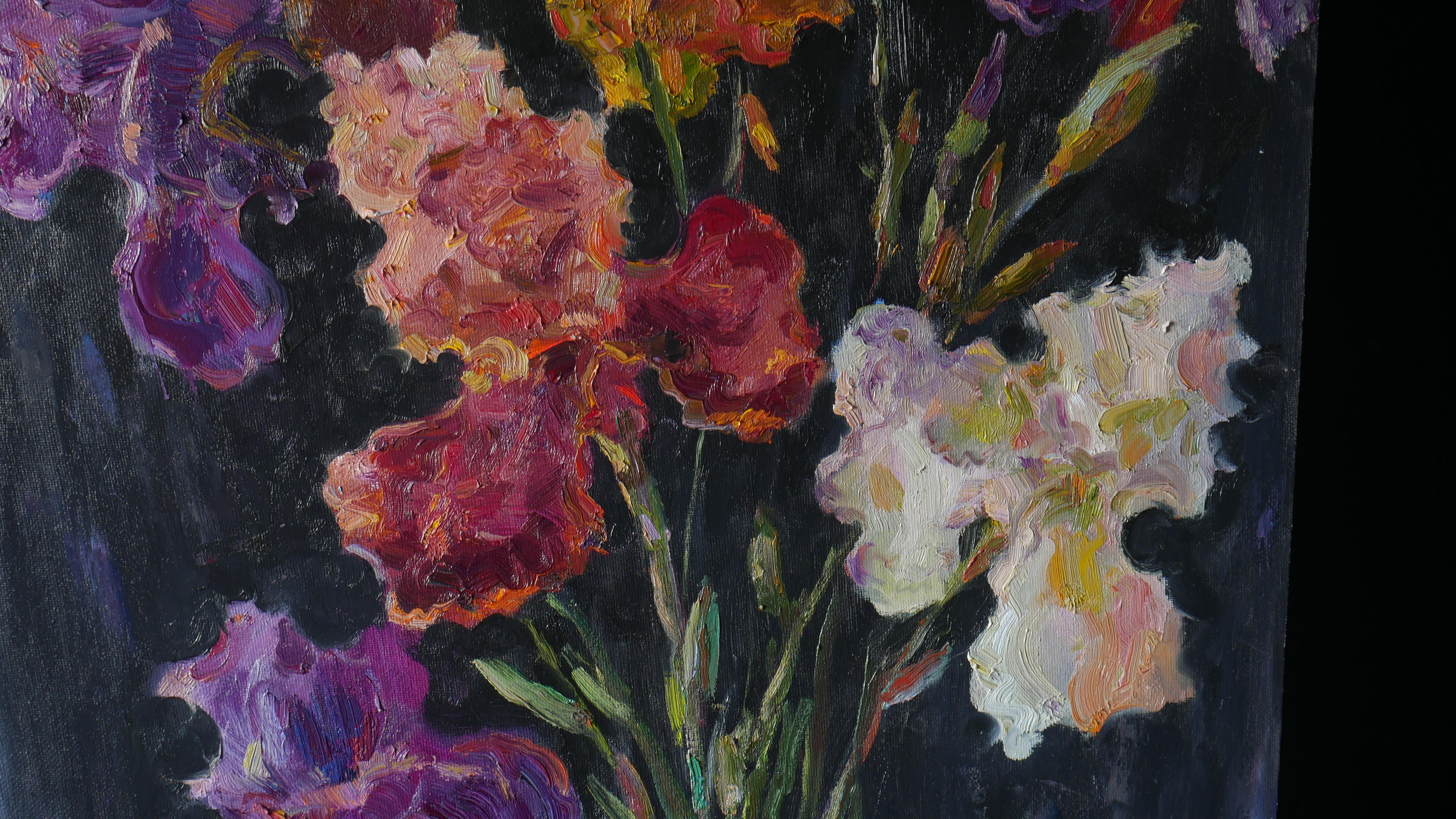 Bright Irises - irises oil painting For Sale 3