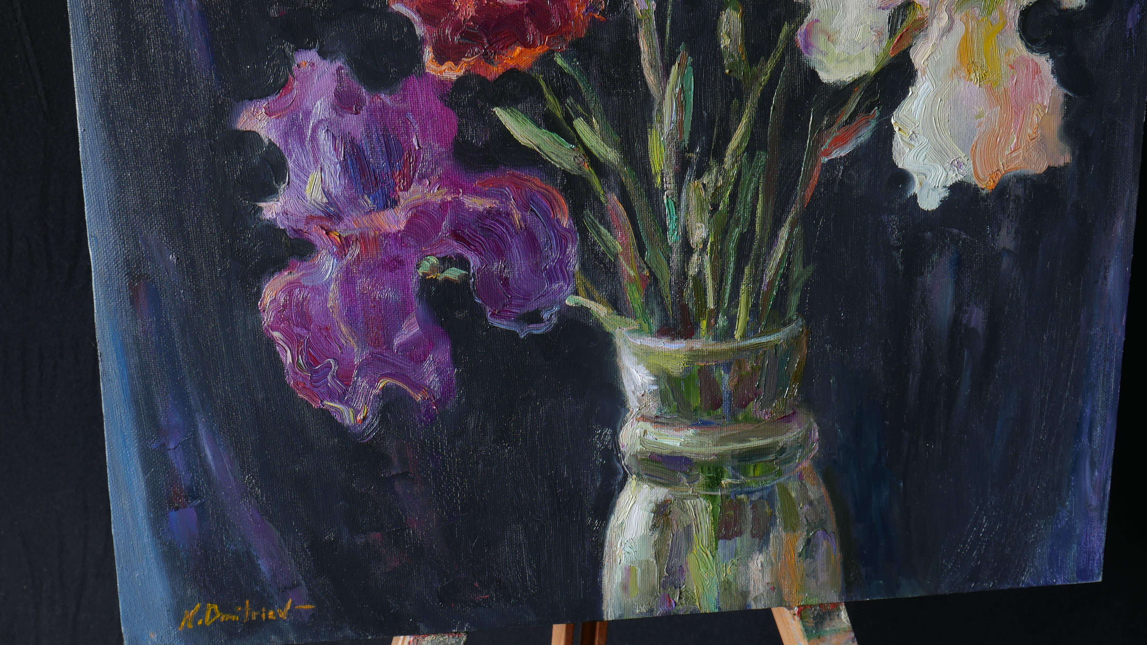 Bright Irises - irises oil painting For Sale 4