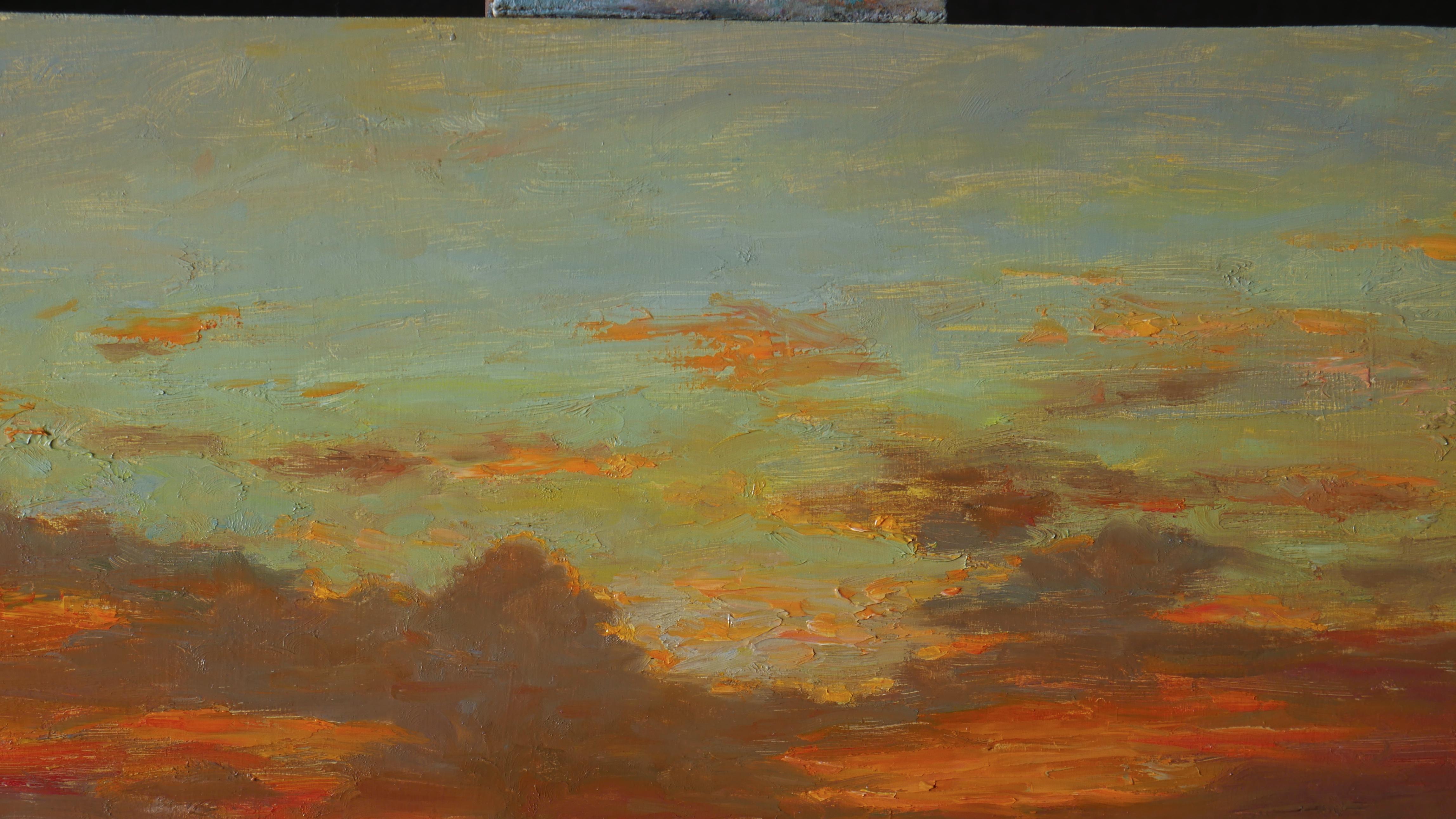 Bright Sunset Over The Sea - original oil painting  For Sale 1