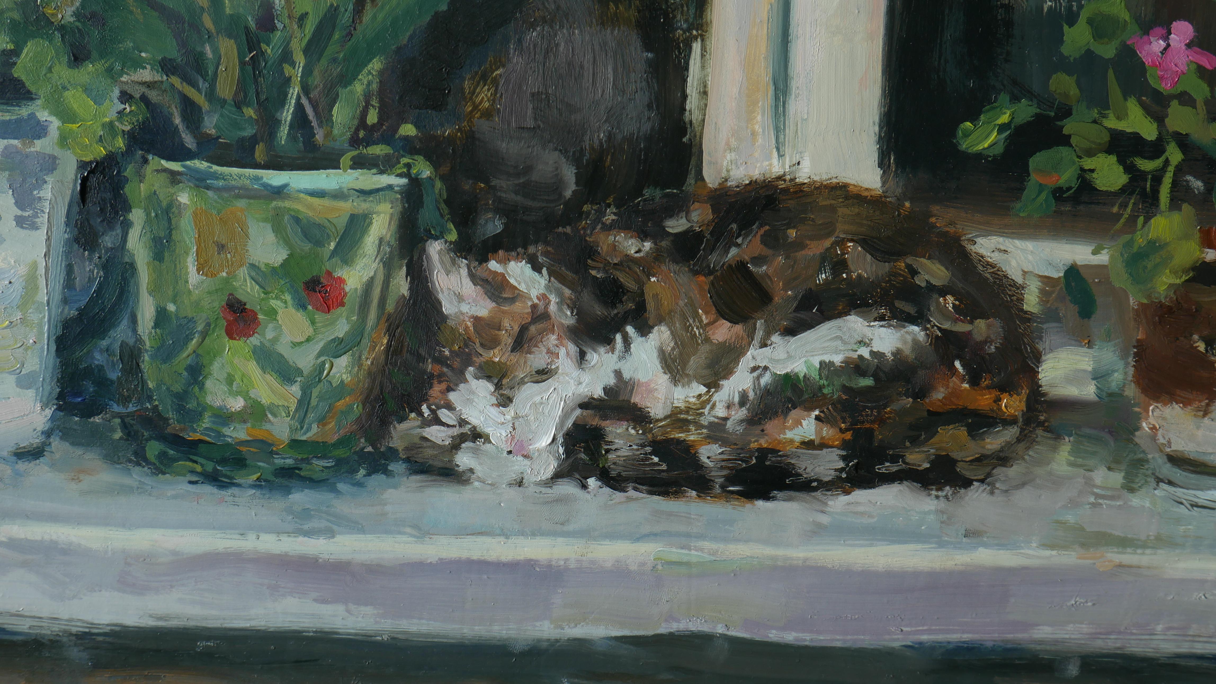 Cat Marquis Fell Asleep - original oil painting 1