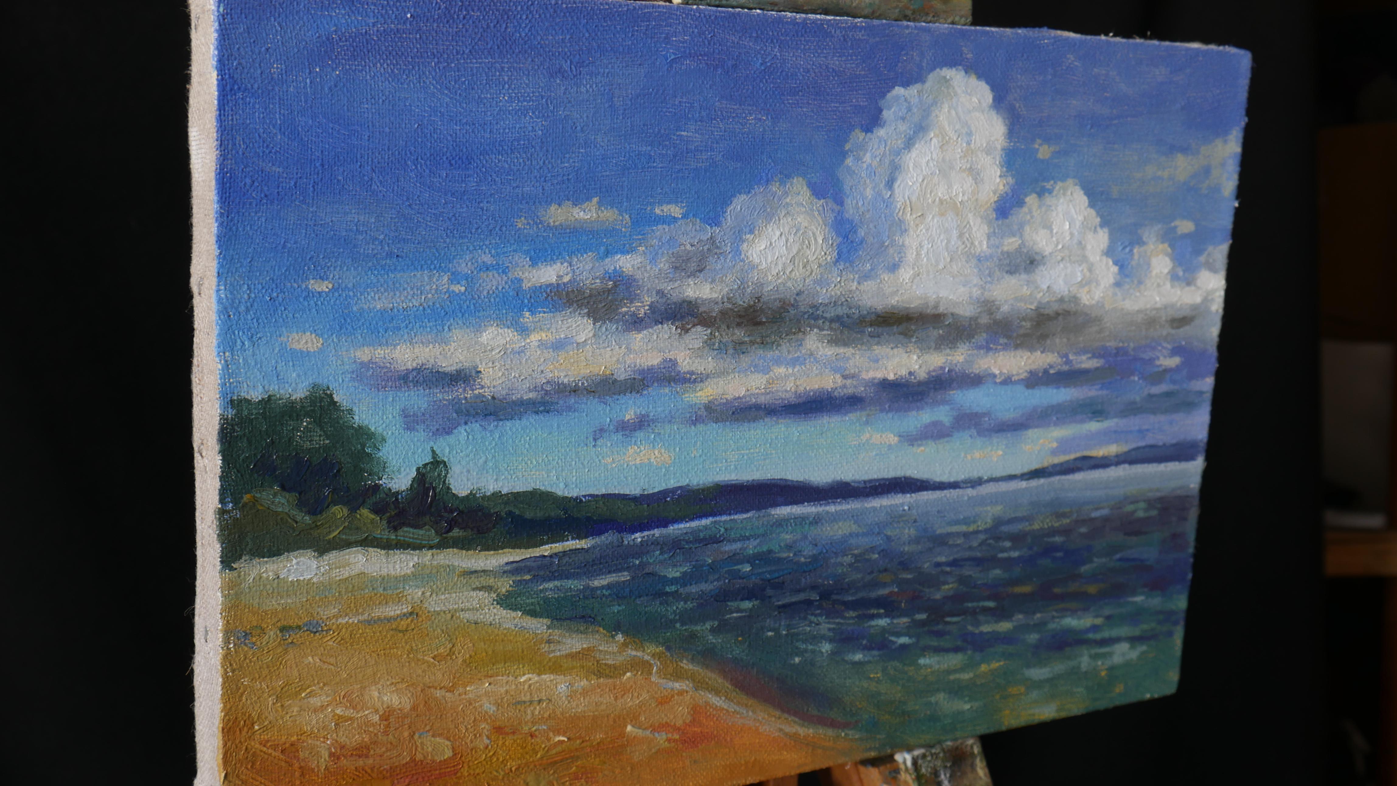 Nuages et mer - peinture de paysage marin - Impressionnisme Painting par Nikolay Dmitriev