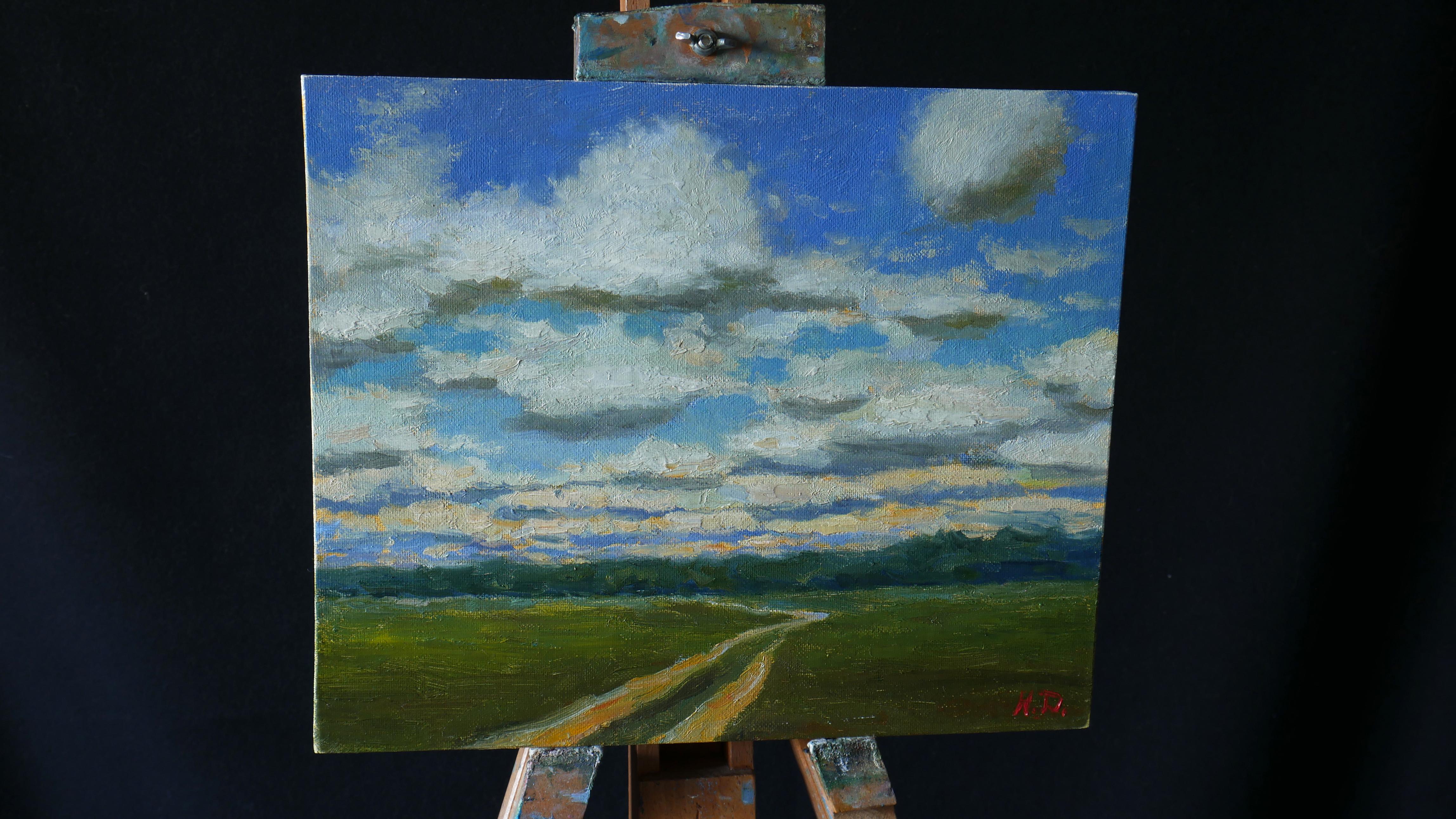 Clouds - original landscape, painting - Painting by Nikolay Dmitriev