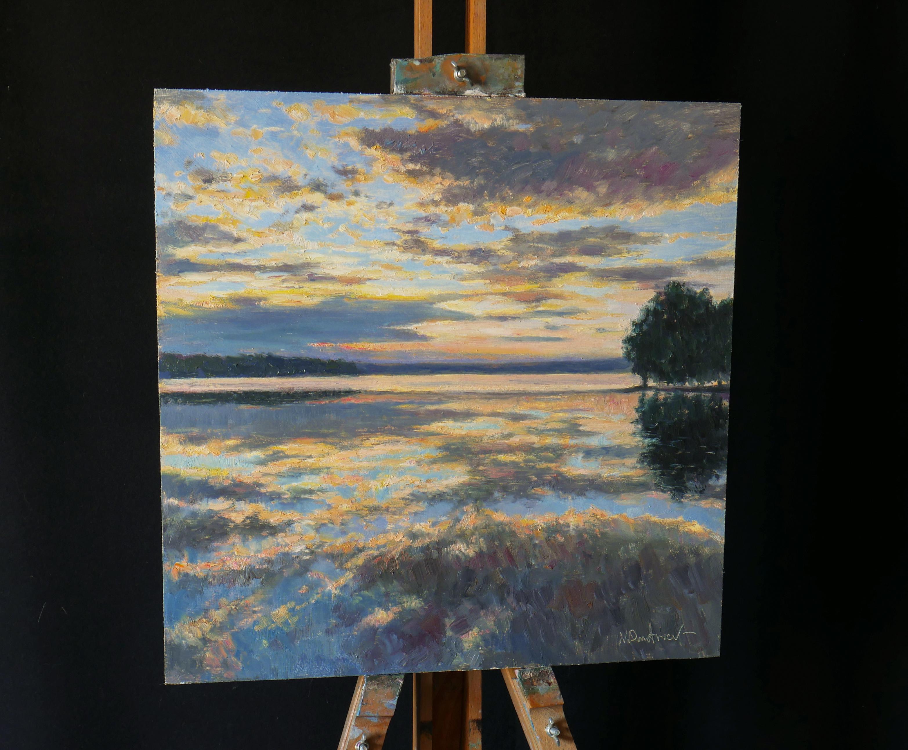 Wolken über dem See – Painting von Nikolay Dmitriev