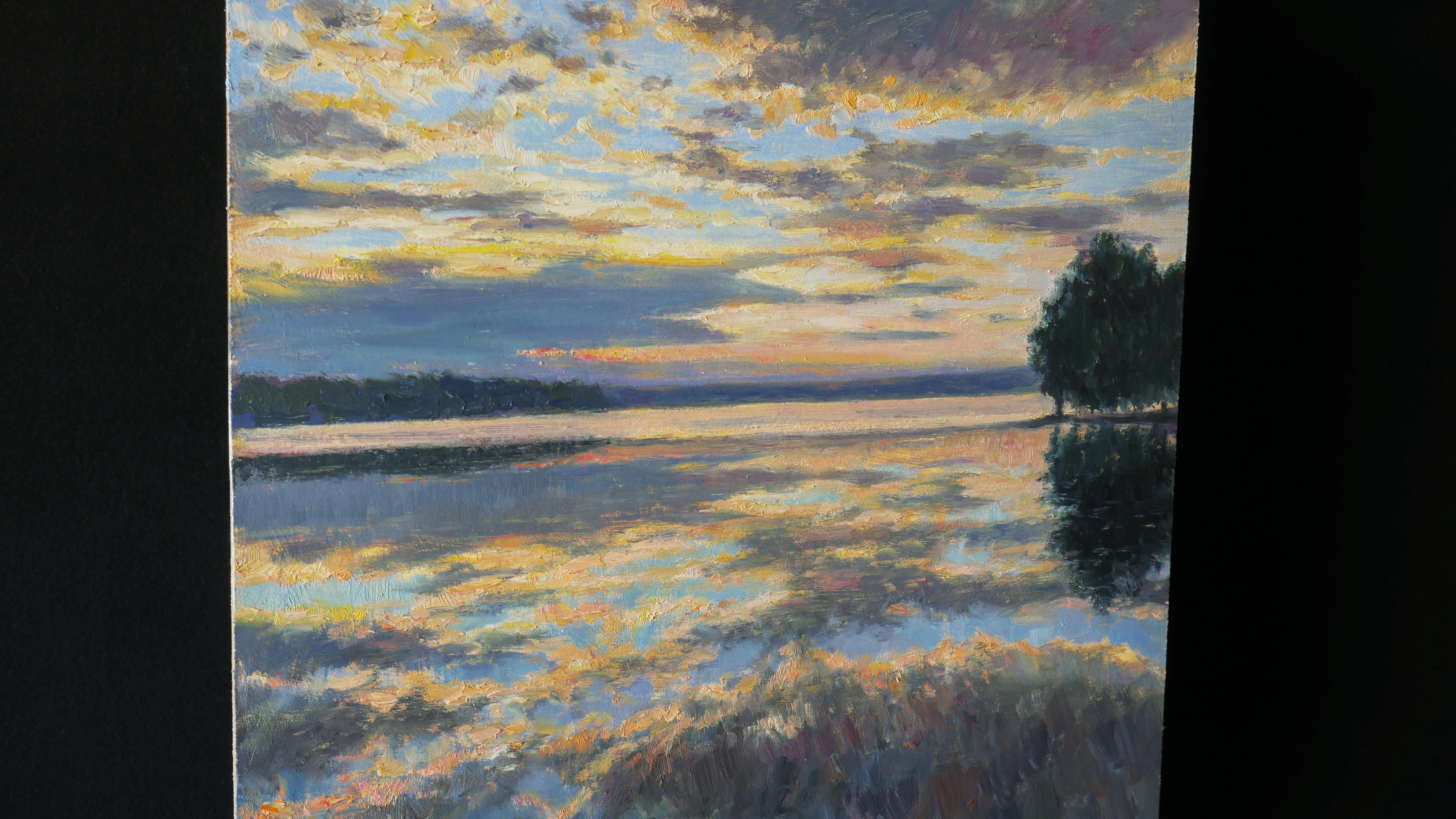Wolken über dem See (Impressionismus), Painting, von Nikolay Dmitriev