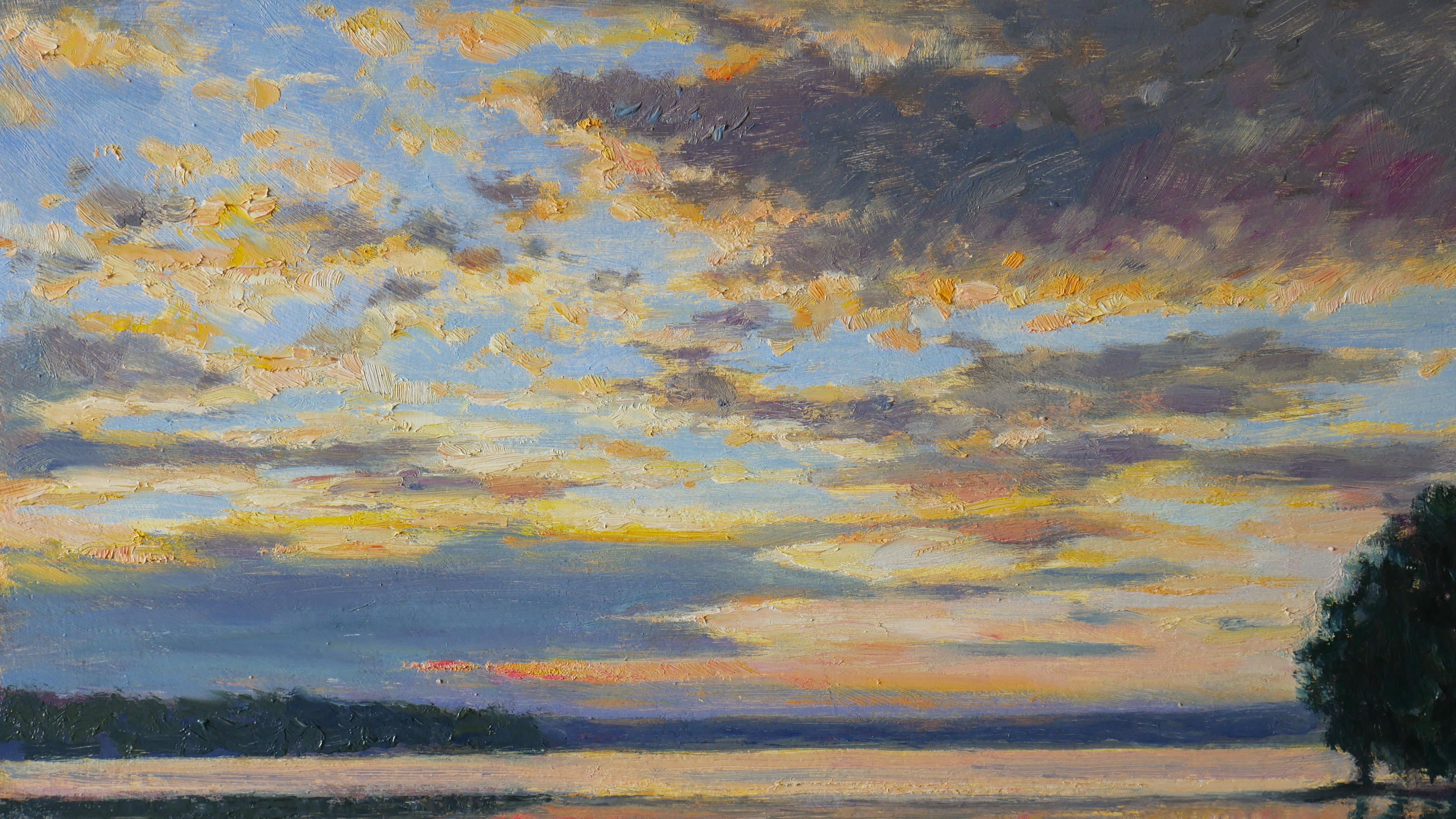 Wolken über dem See (Grau), Landscape Painting, von Nikolay Dmitriev
